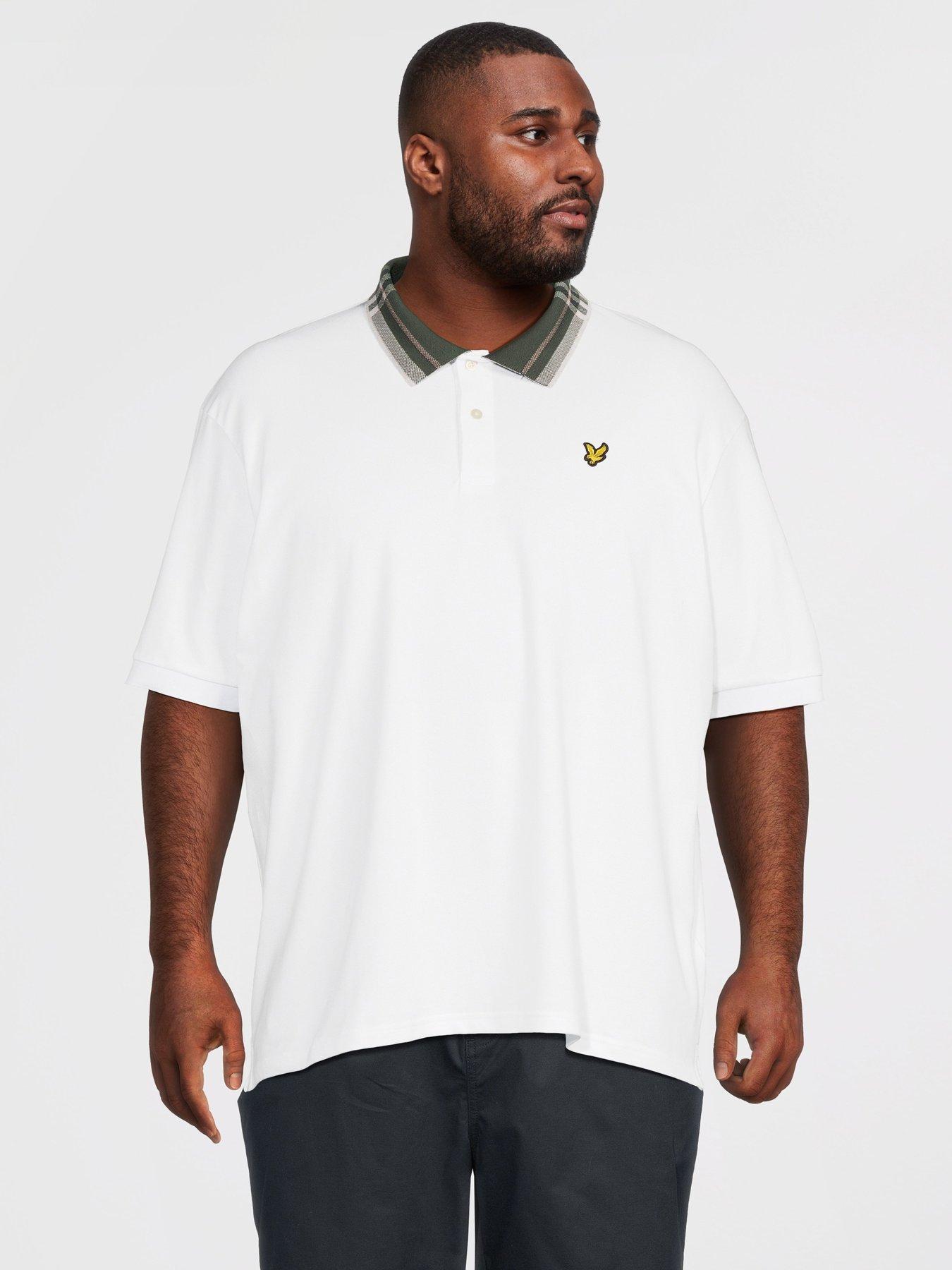 Lyle & Scott Lyle  &  Scott Big  &  Tall Tartan Collar Polo Shirt -white