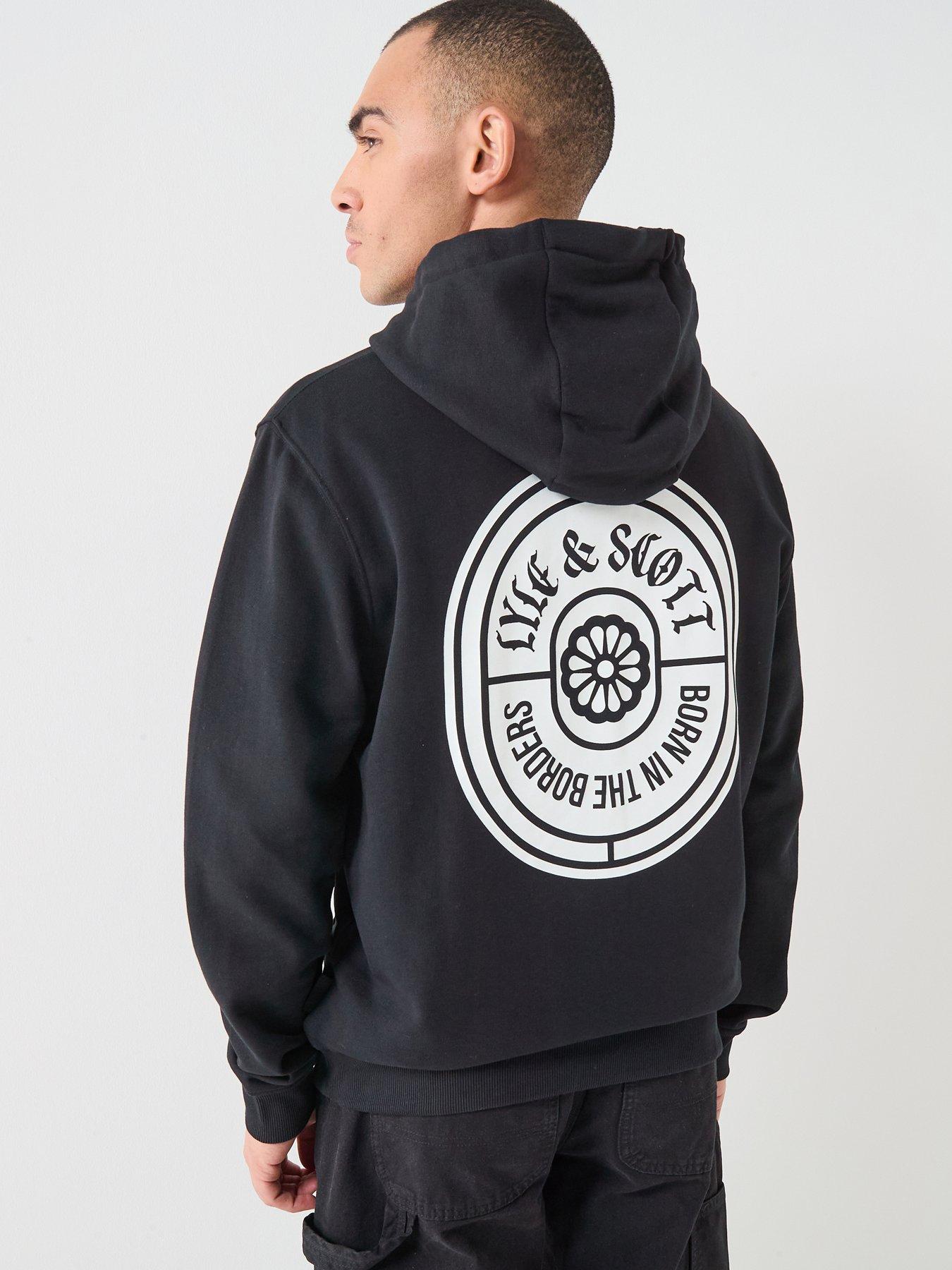 Lyle & Scott Borders Label Graphic Hoodie - Black
