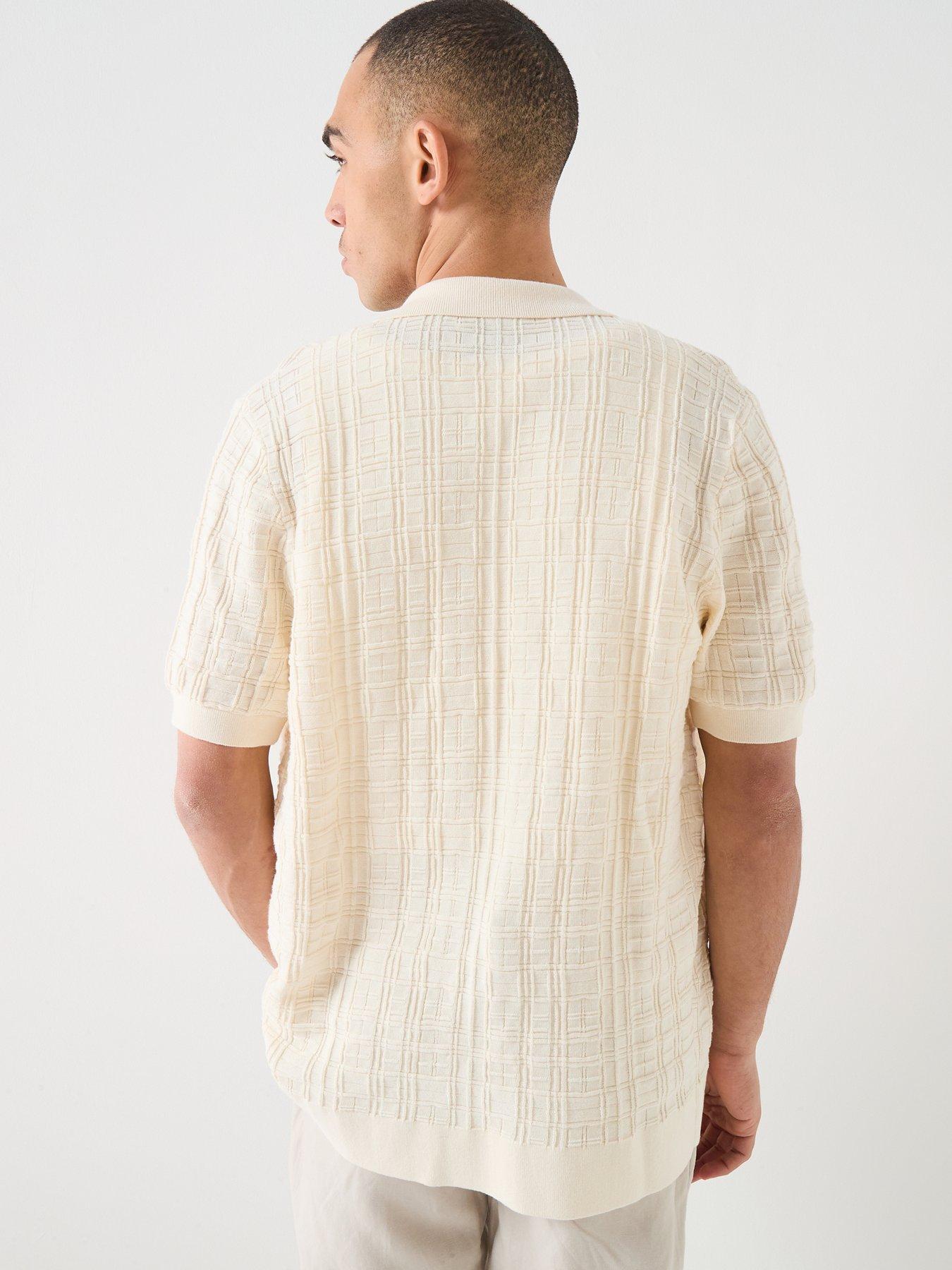 lyle-scott-jacquard-check-knitted-resort-shirt-beigestillFront
