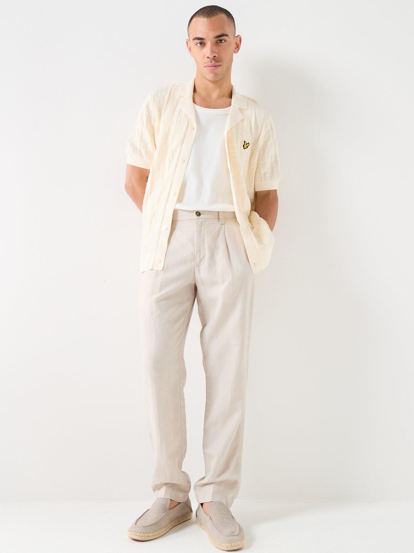 lyle-scott-jacquard-check-knitted-resort-shirt-beigeback