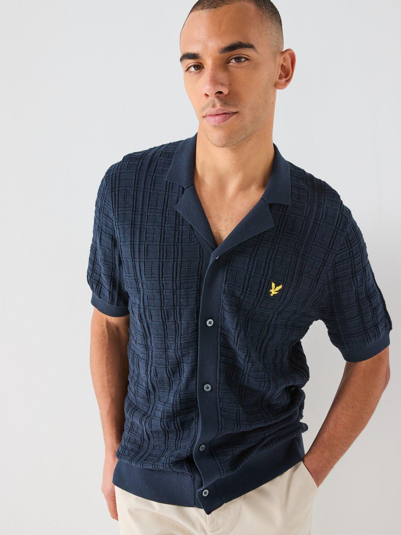 lyle-scott-jacquard-check-knitted-resort-shirt-navydetail