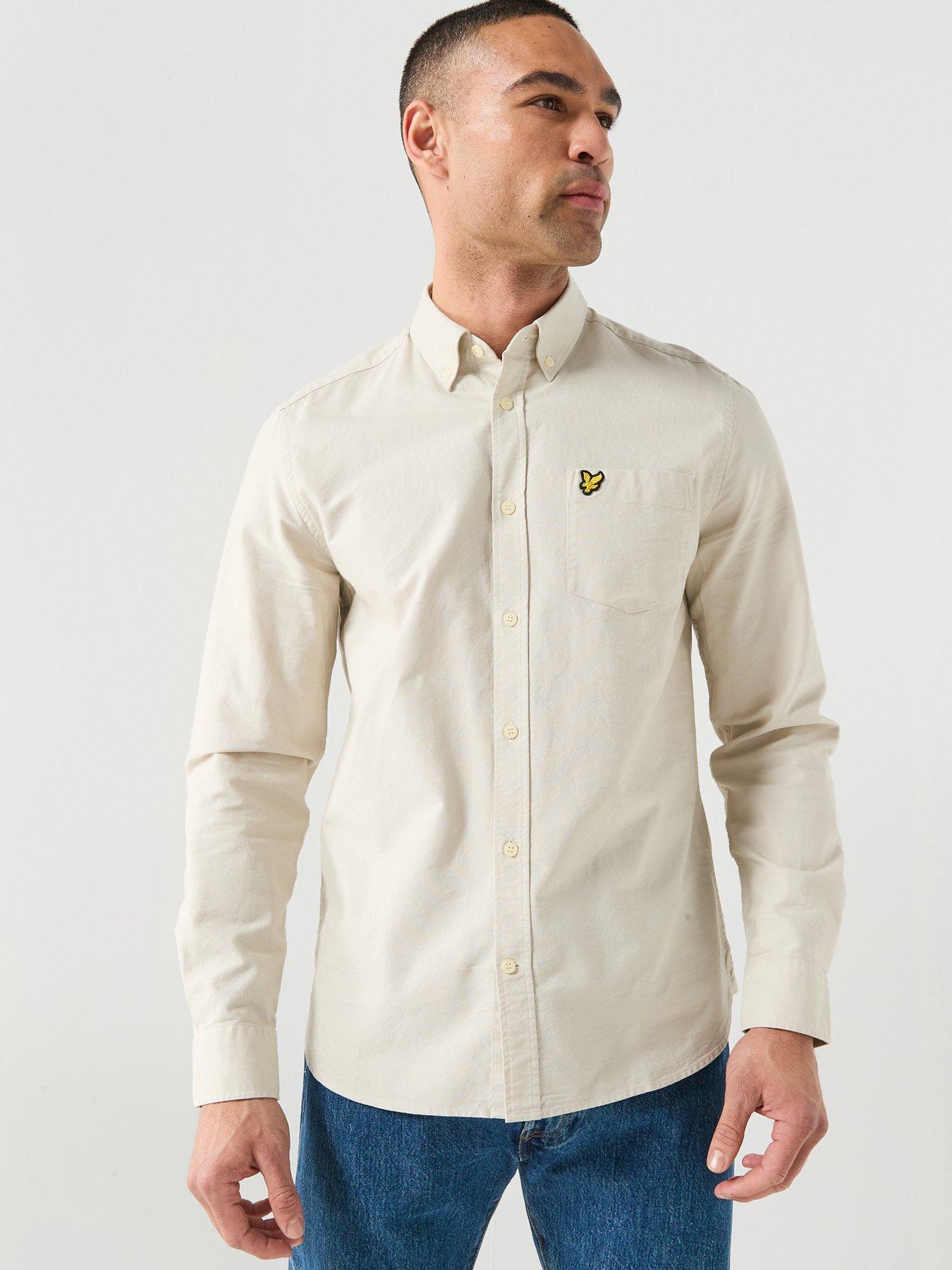 lyle-scott-plain-oxford-shirt-beigefront