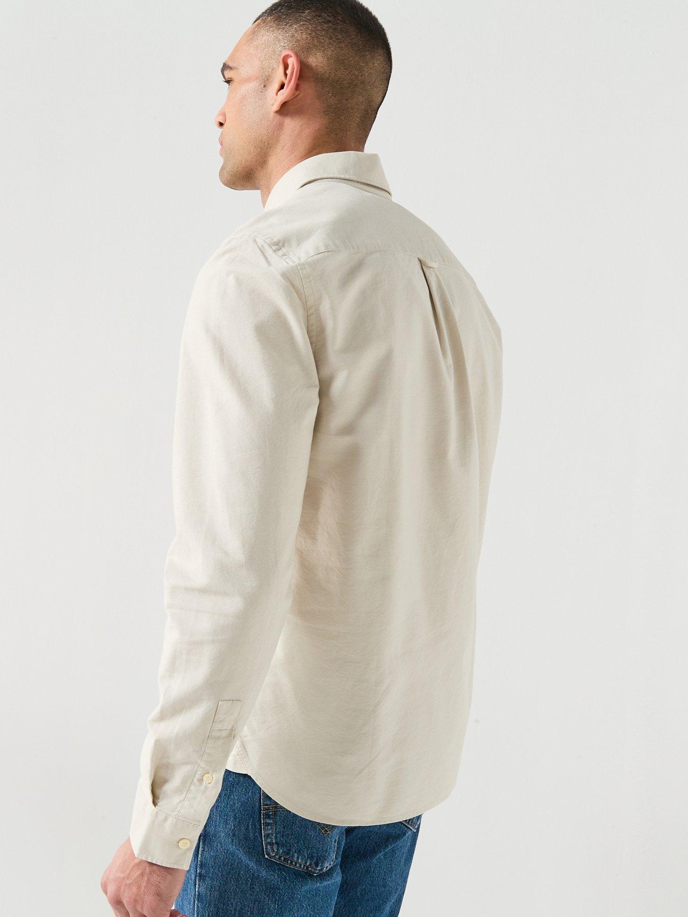 lyle-scott-plain-oxford-shirt-beigestillFront