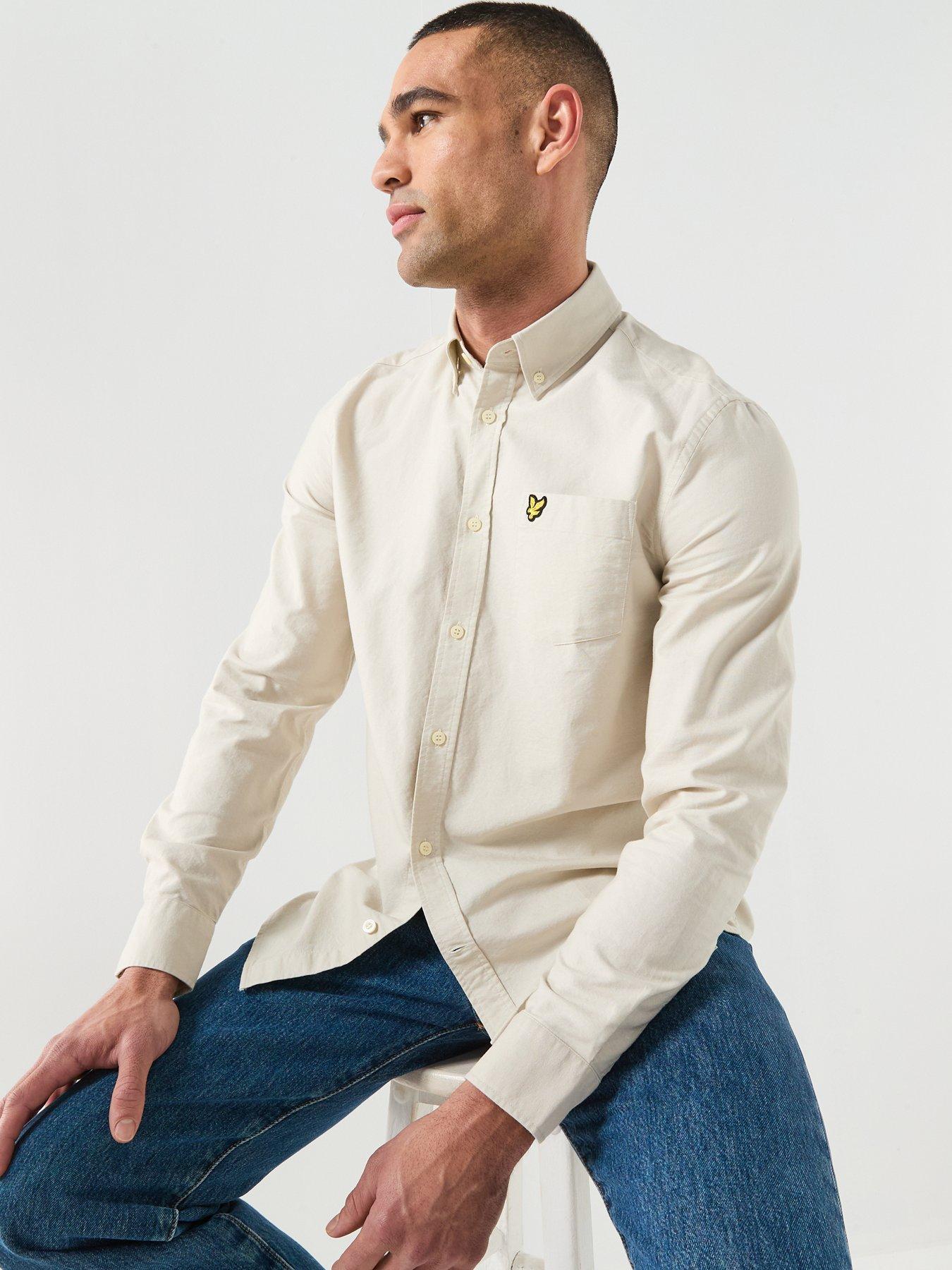 lyle-scott-plain-oxford-shirt-beigeoutfit