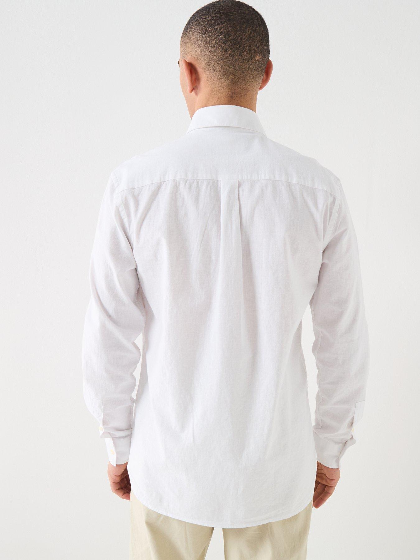 lyle-scott-linen-blend-oxford-shirt-whitestillFront