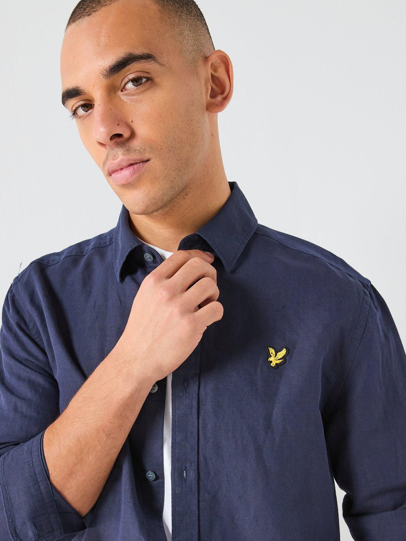 lyle-scott-long-sleeve-linen-blend-shirt-navyoutfit