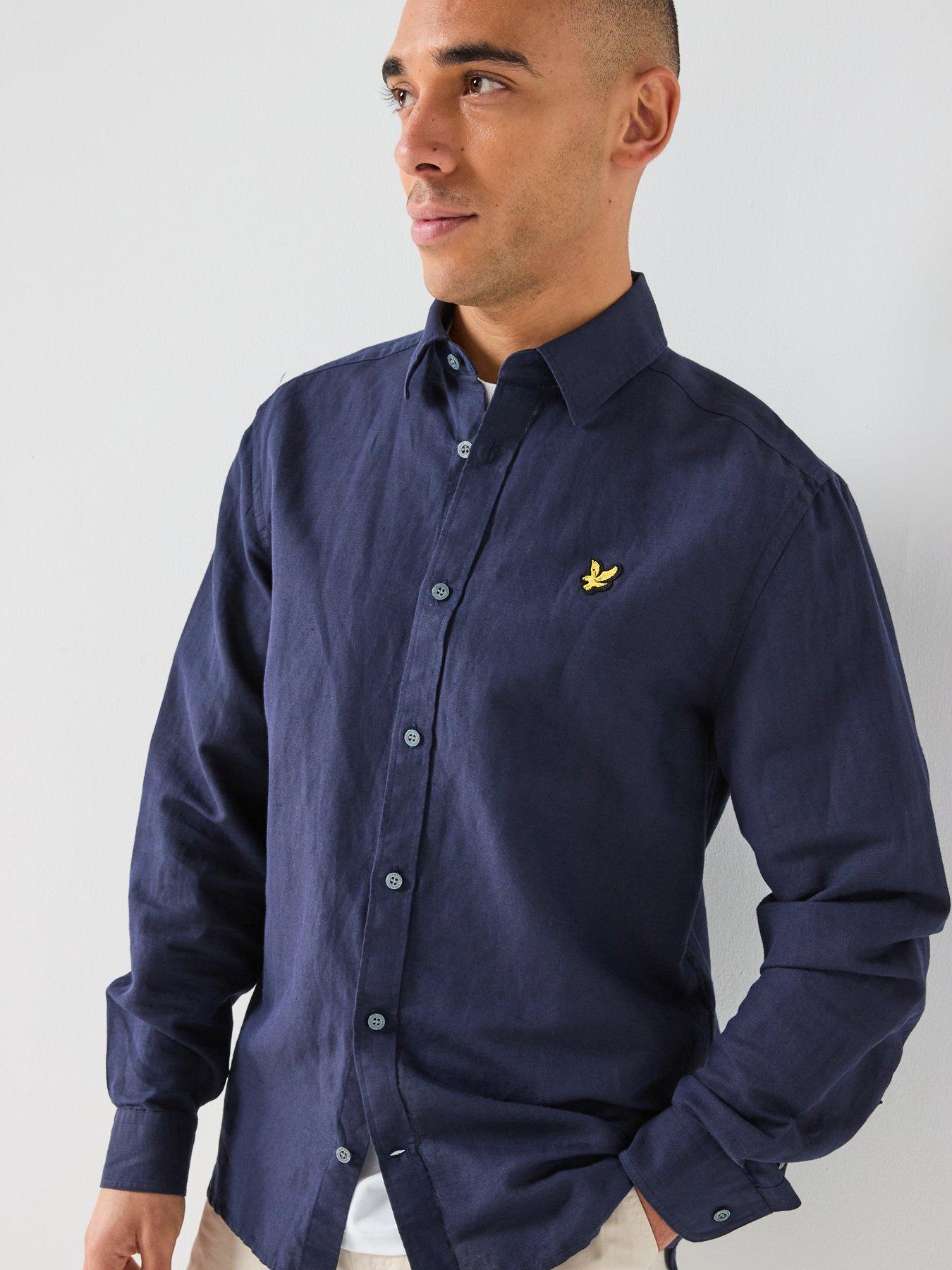 lyle-scott-long-sleeve-linen-blend-shirt-navydetail