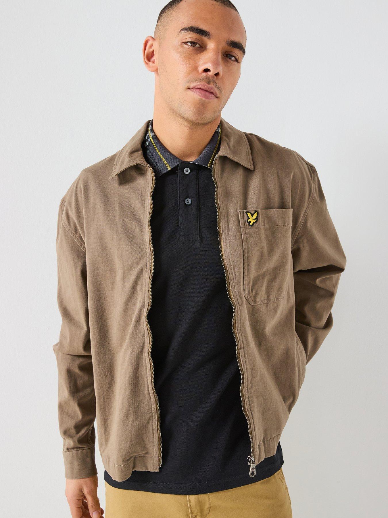 Image 1 of 4 of Lyle & Scott Lyle &amp; Scott Enzyme Wash Zip Through Overshirt -khaki