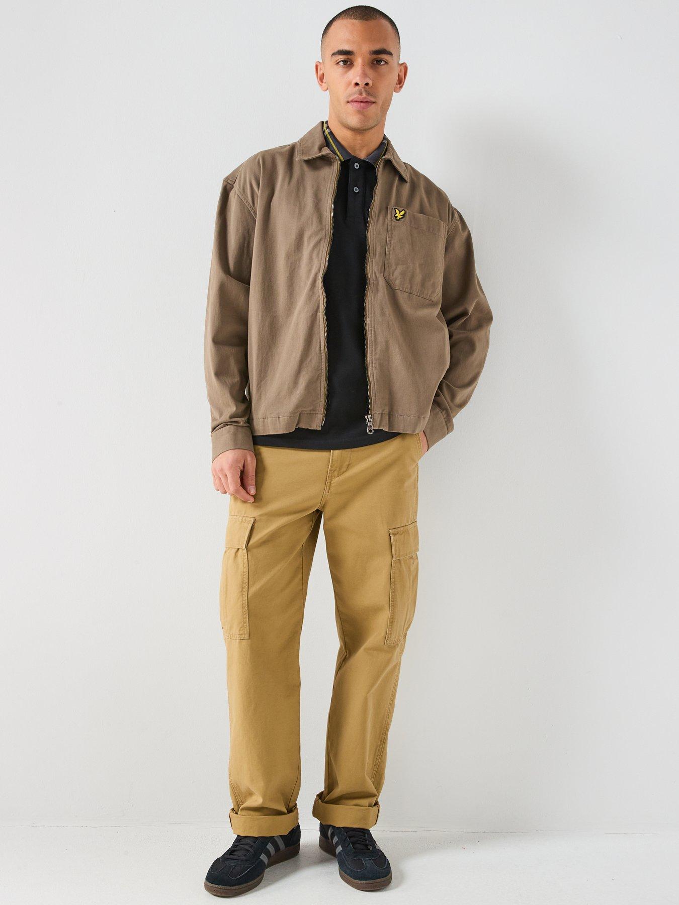 Image 3 of 4 of Lyle & Scott Lyle &amp; Scott Enzyme Wash Zip Through Overshirt -khaki