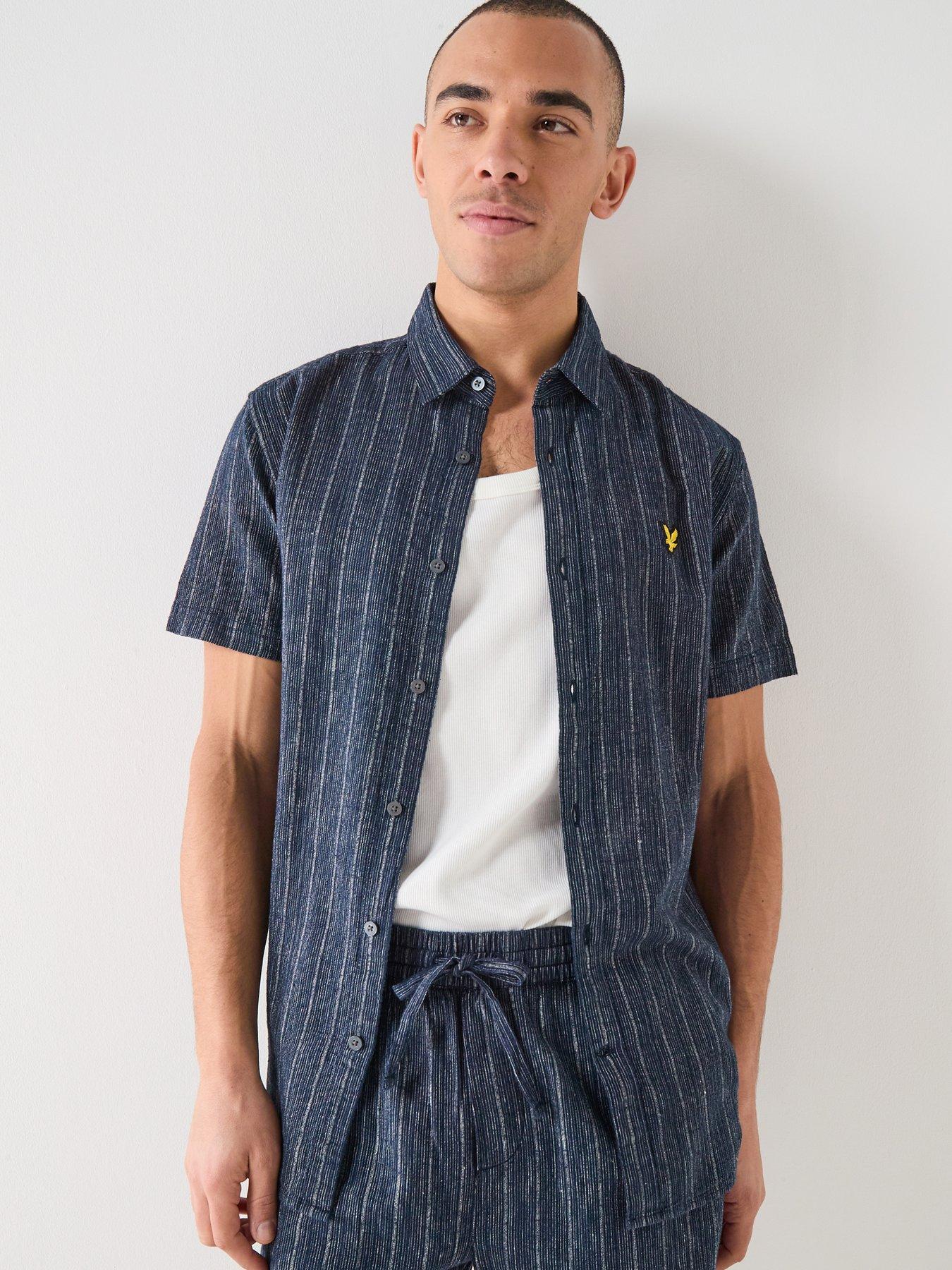 Lyle & Scott Lyle  &  Scott Short Sleeve Ticking Stripe Shirt -navy