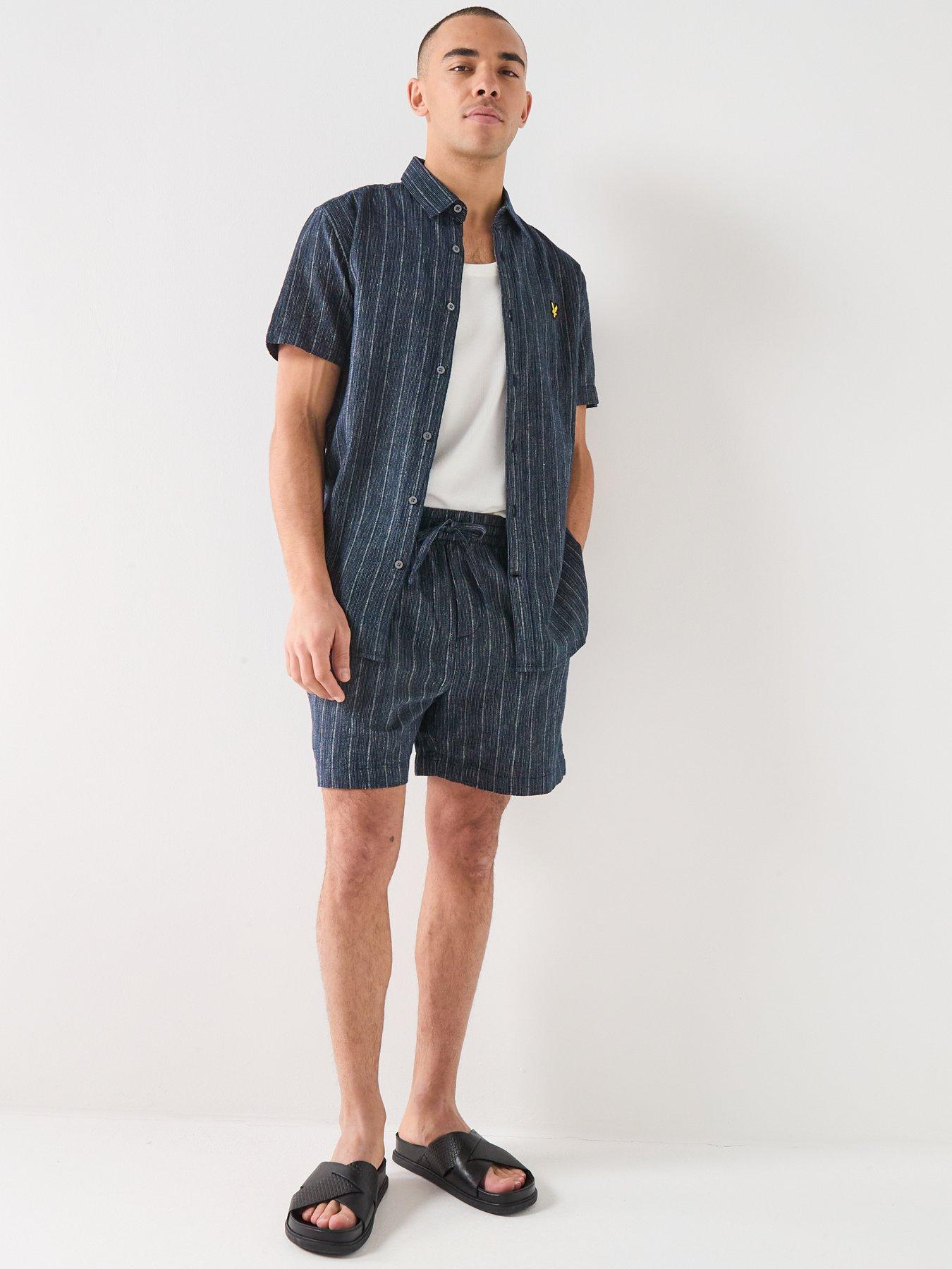 Image 3 of 5 of Lyle & Scott Short Sleeve Ticking Stripe Shirt - Navy