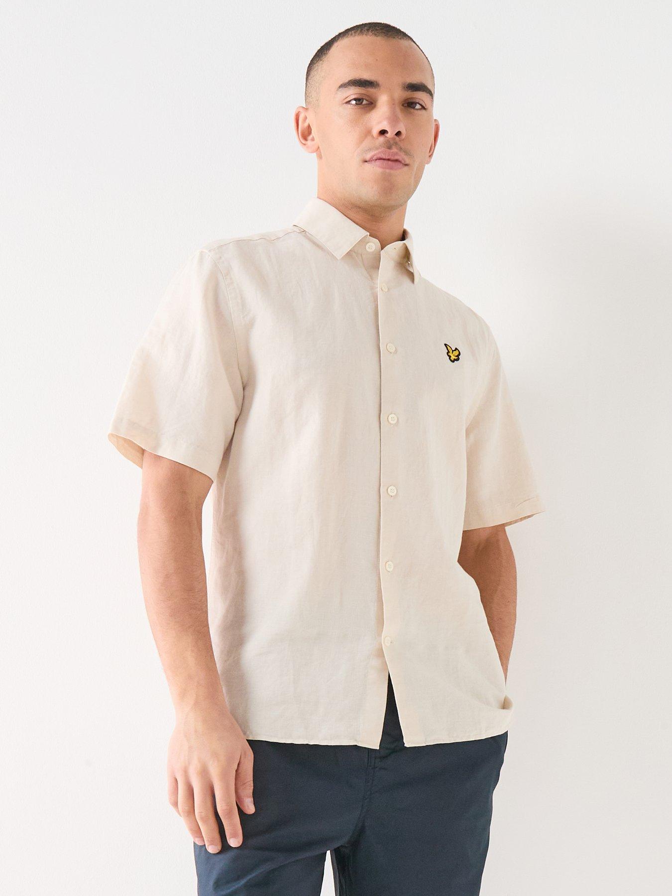 Lyle & Scott Lyle  &  Scott Short Sleeve Linen Blend Shirt - Beige