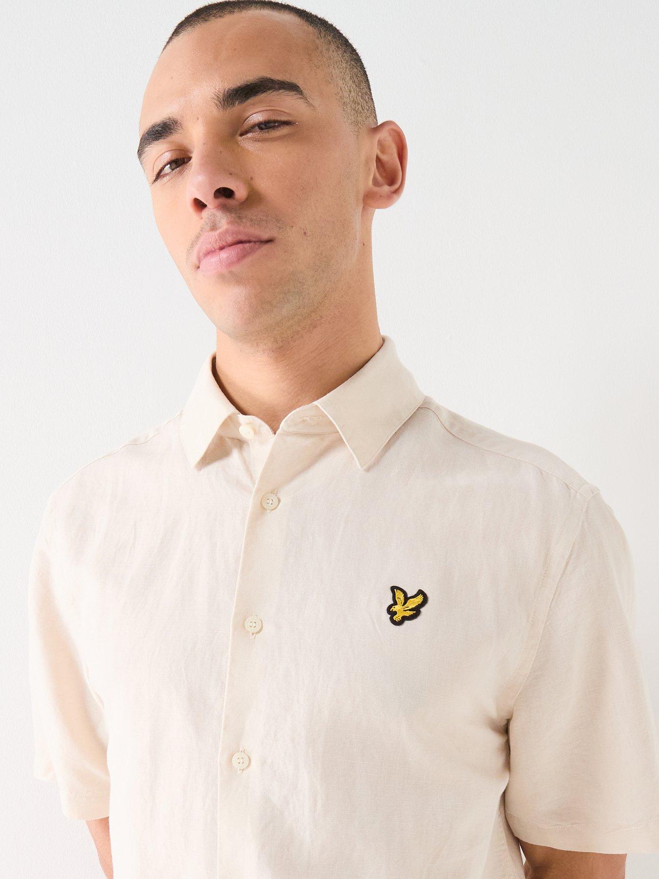 lyle-scott-short-sleeve-linen-blend-shirt-beigeoutfit