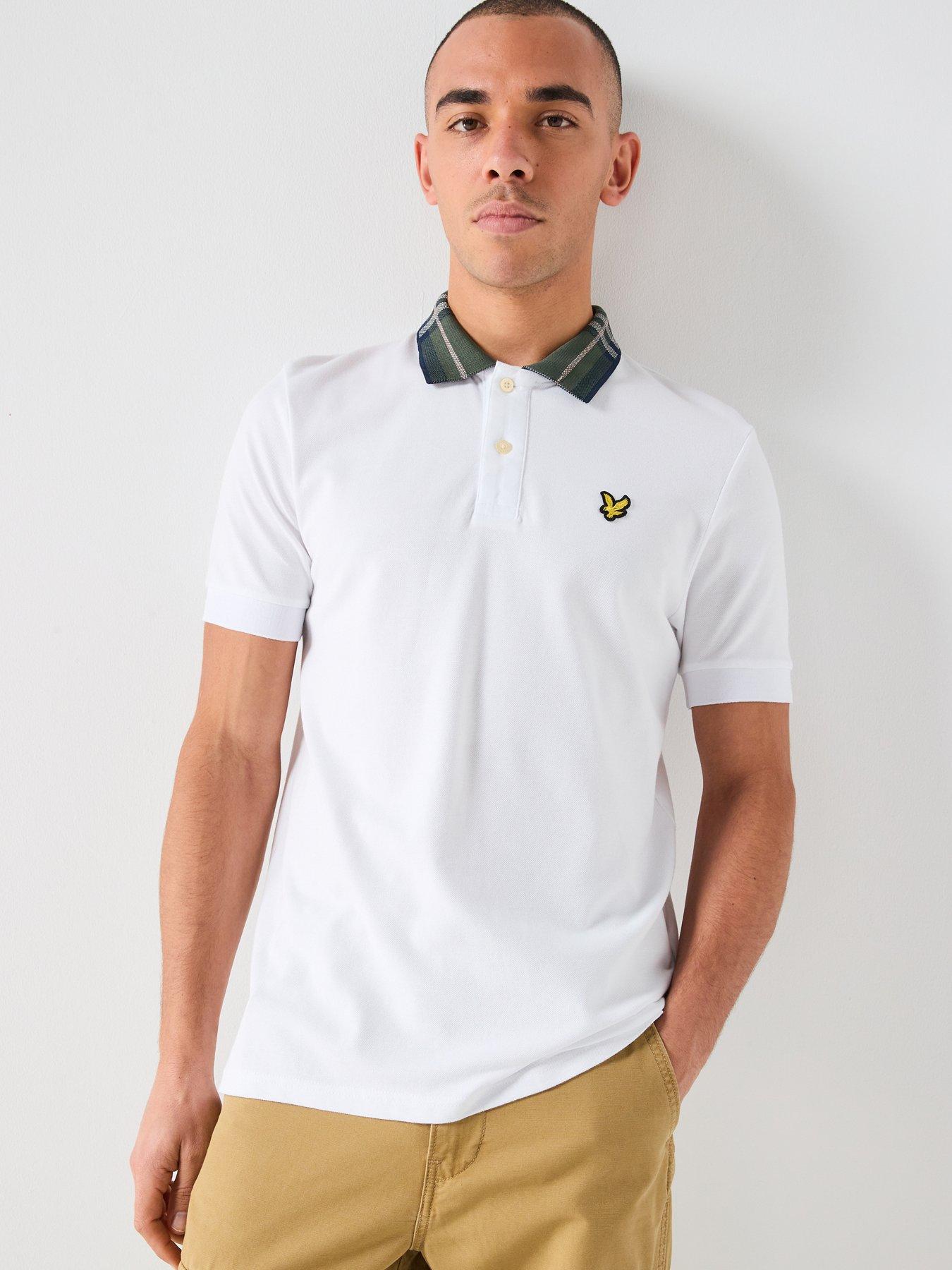 Image 1 of 4 of Lyle & Scott Lyle &amp; Scott Tartan Collar Polo Shirt -white