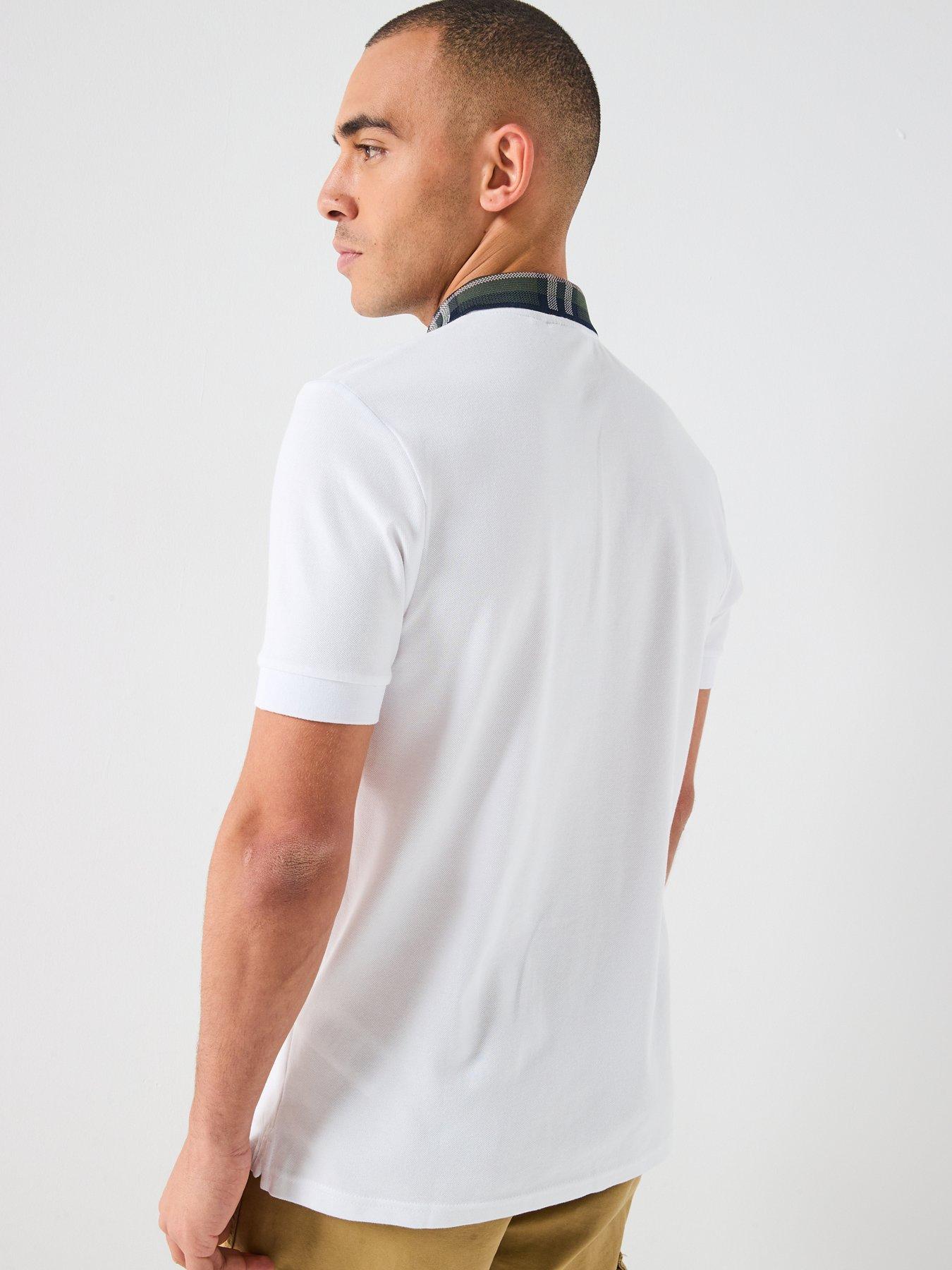 Image 2 of 4 of Lyle & Scott Lyle &amp; Scott Tartan Collar Polo Shirt -white