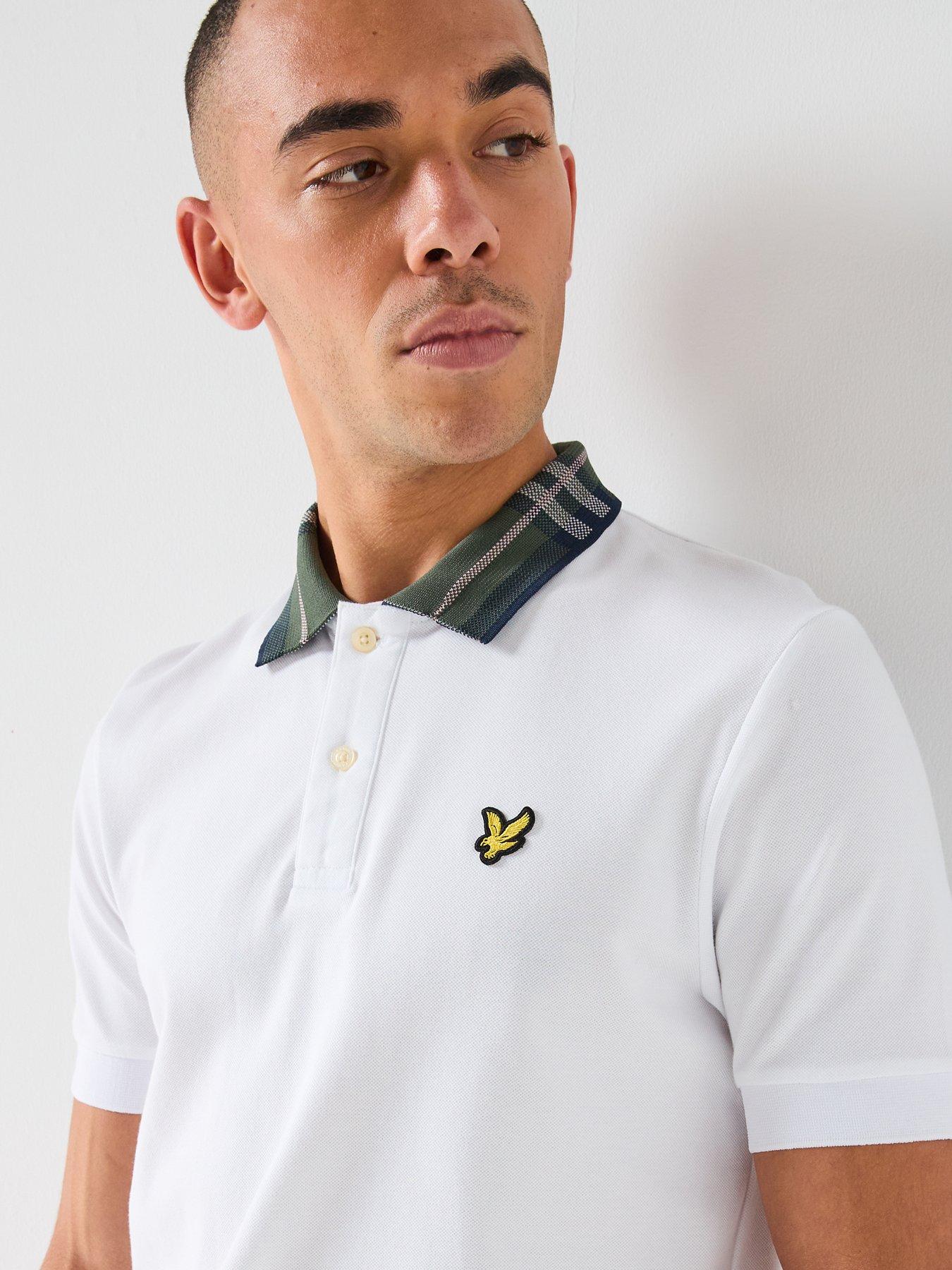 Image 4 of 4 of Lyle & Scott Lyle &amp; Scott Tartan Collar Polo Shirt -white