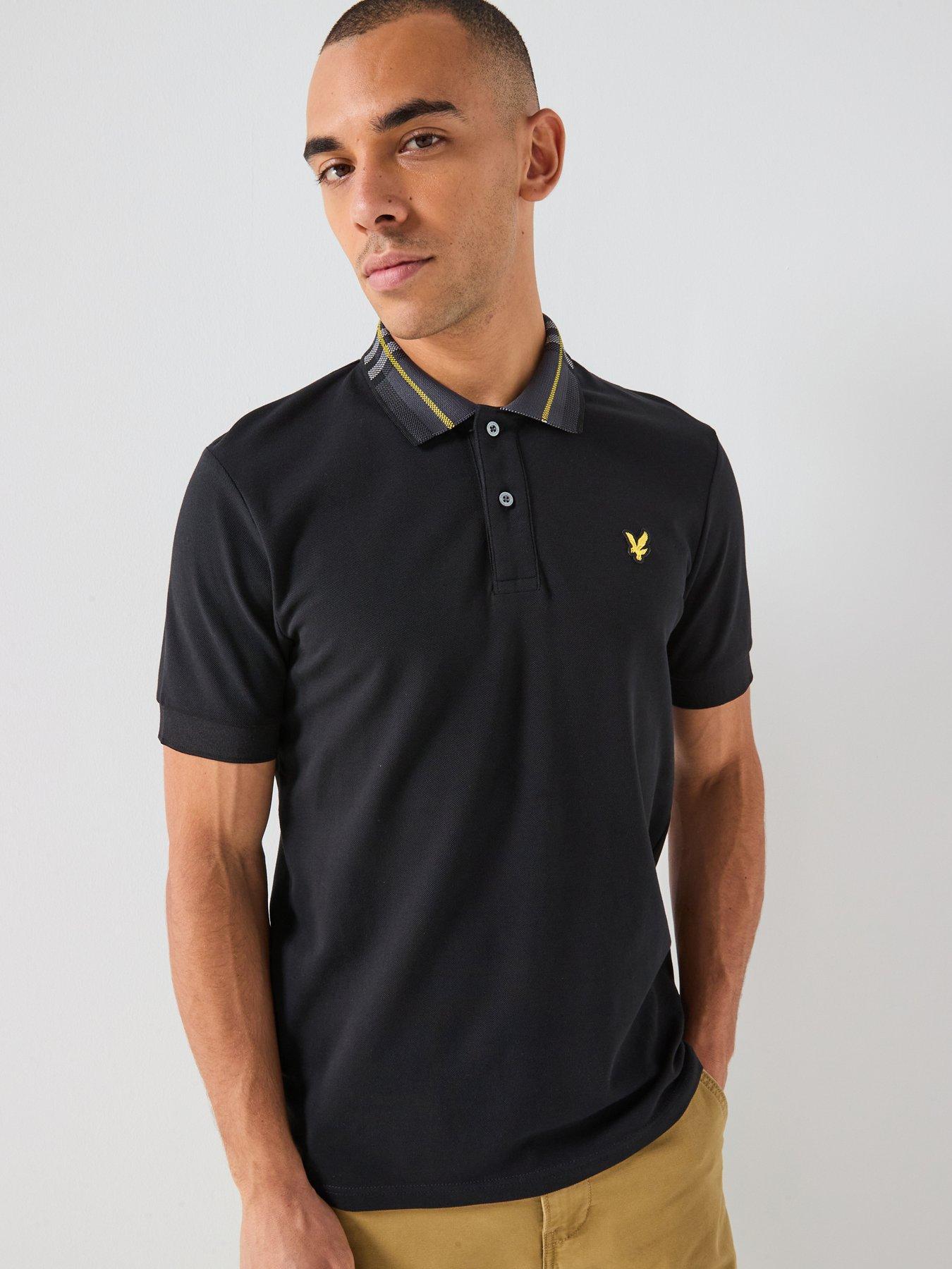 Image 1 of 5 of Lyle & Scott Lyle &amp; Scott Tartan Collar Polo Shirt -black