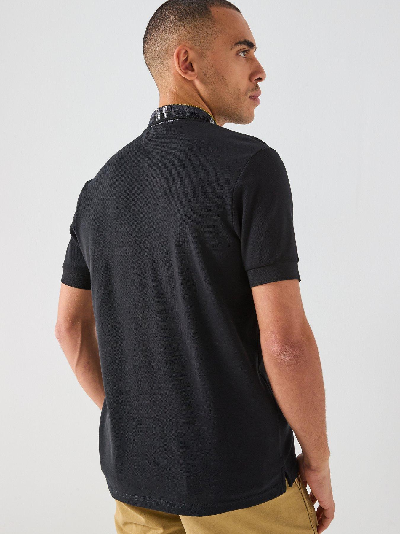 Image 2 of 5 of Lyle & Scott Lyle &amp; Scott Tartan Collar Polo Shirt -black