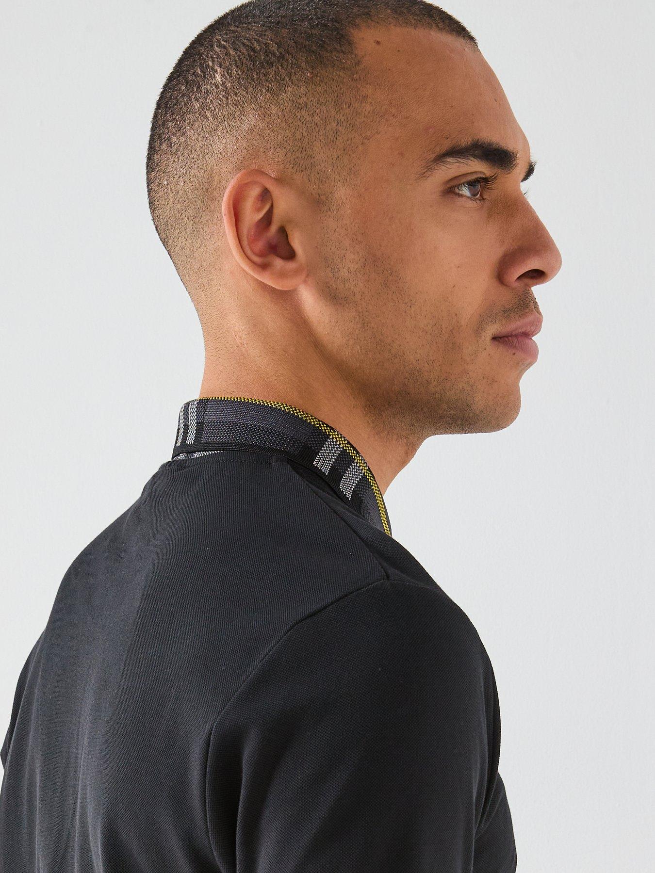 Image 5 of 5 of Lyle & Scott Lyle &amp; Scott Tartan Collar Polo Shirt -black