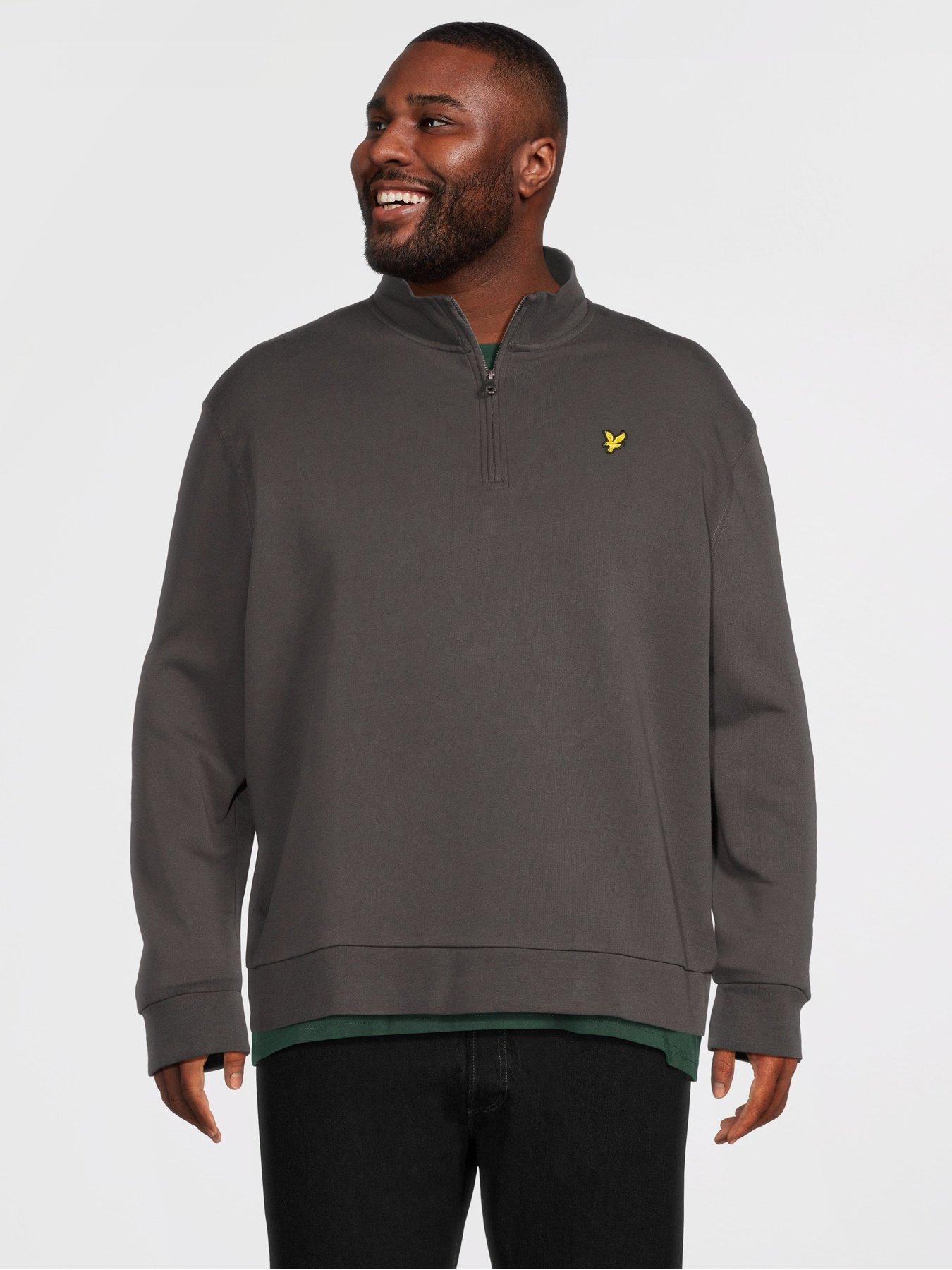 lyle-scott-big-tall-loopback-quarter-zip-sweatshirt-grey