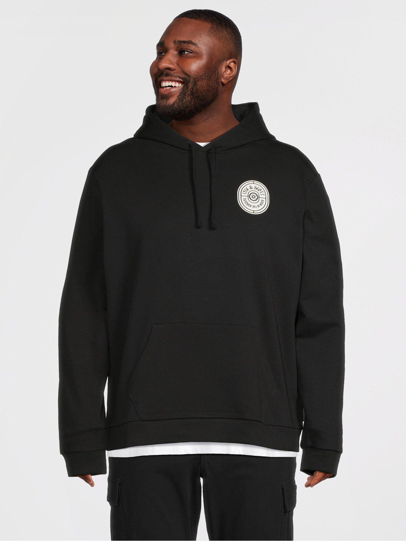 Image 2 of 5 of Lyle & Scott Big Tall Borders Label Graphic Hoodie - Black