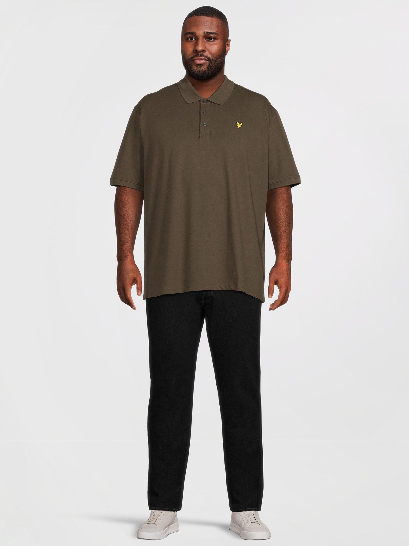 lyle-scott-big-tall-plain-polo-shirt-khakiback