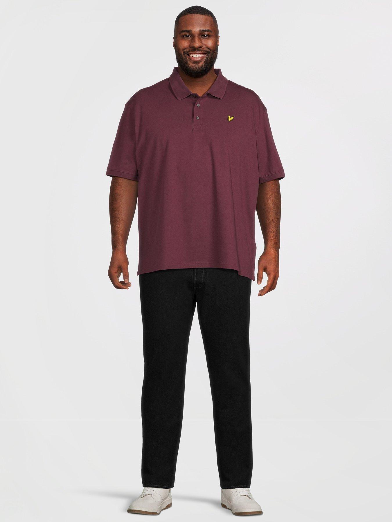 lyle-scott-big-tall-plain-polo-shirt-burgundyback