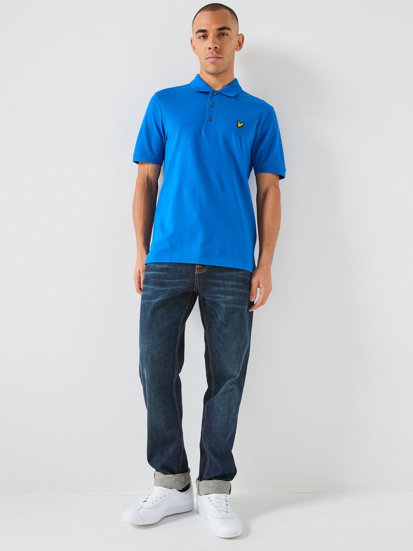 Image 3 of 4 of Lyle & Scott Lyle &amp; Scott Essentials Plain Polo Shirt -blue
