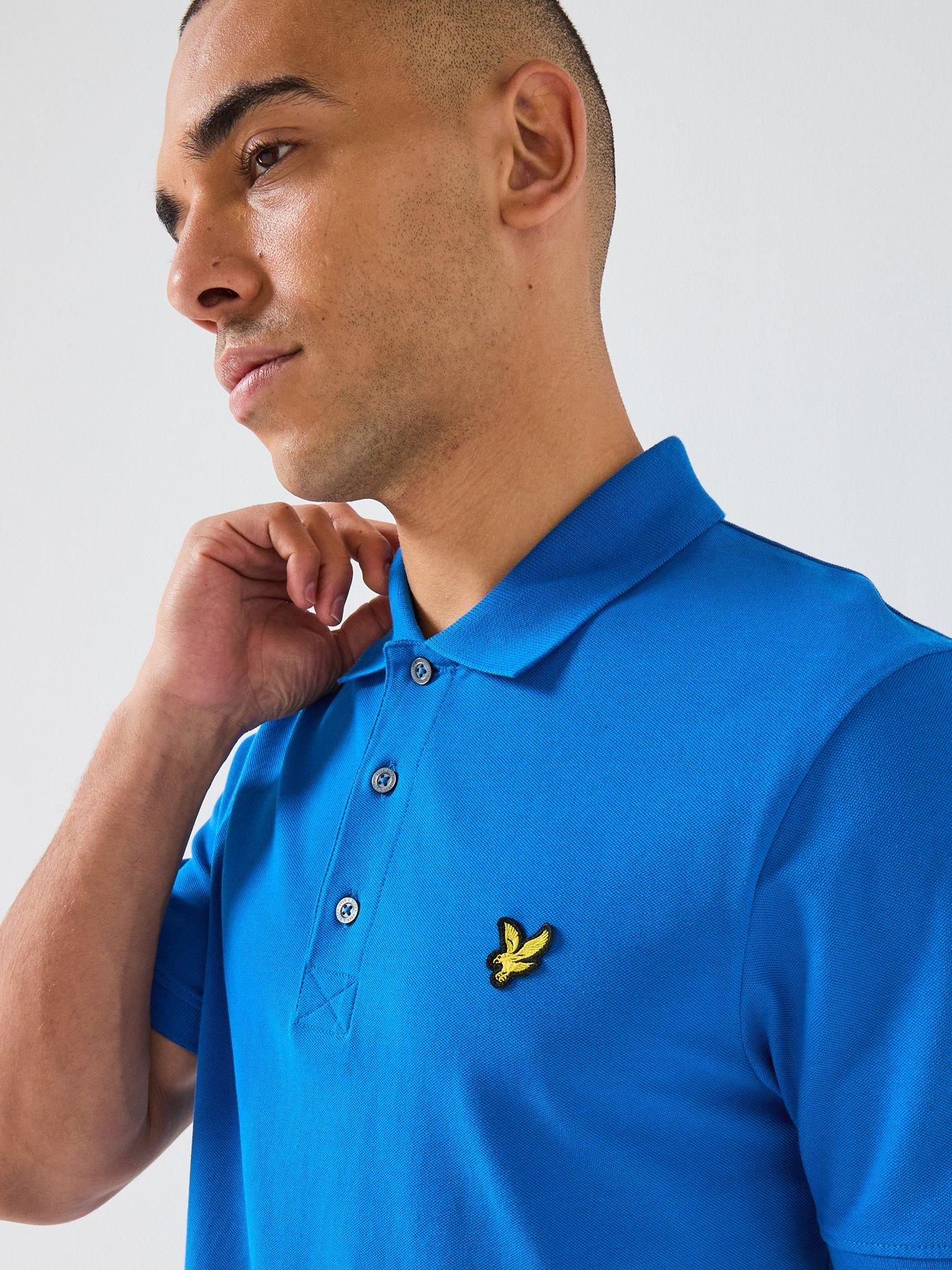 Image 4 of 4 of Lyle & Scott Lyle &amp; Scott Essentials Plain Polo Shirt -blue
