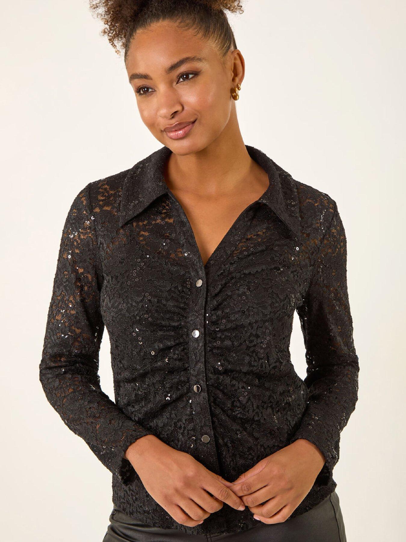 roman-sequin-lace-collared-blouse-blackdetail