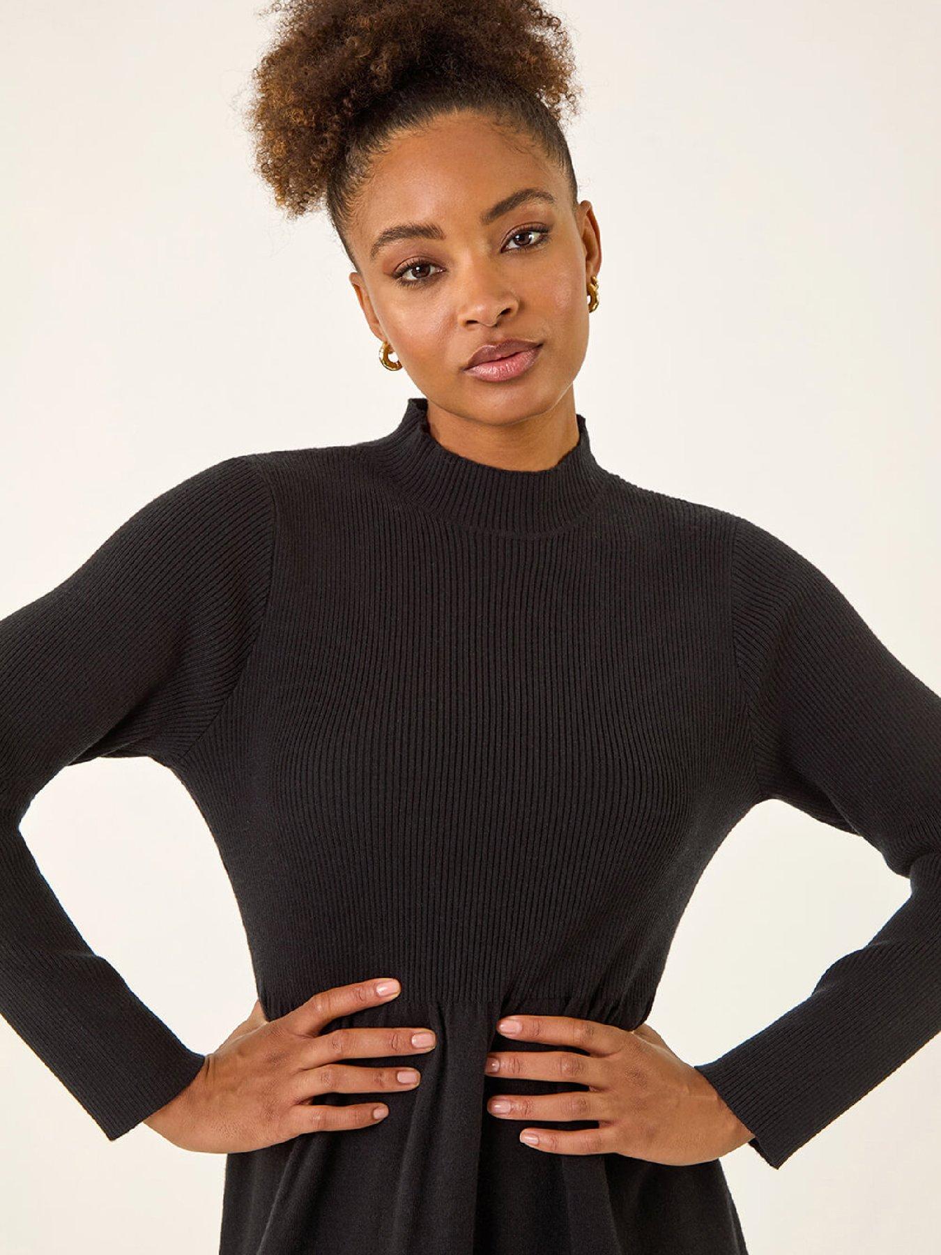 roman-ribbed-knit-high-neck-midi-dress-blackdetail