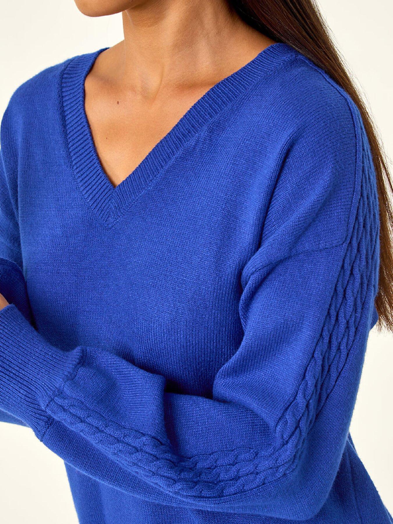 Image 4 of 5 of Roman Petite Contrast Sleeve Knit Jumper - Royal Blue