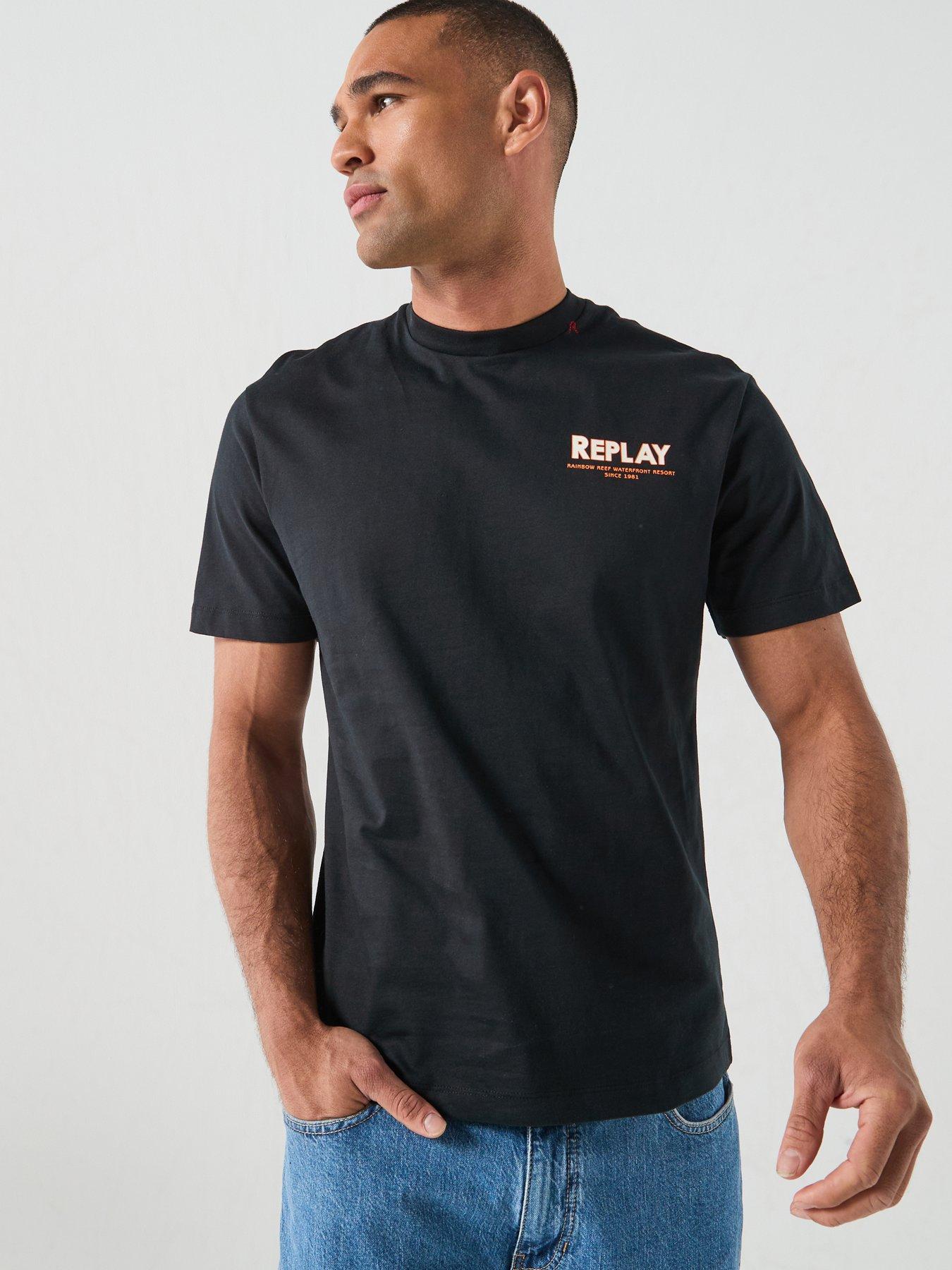 Image 2 of 6 of Replay Hotel Fiji Back Graphic T-Shirt - Black