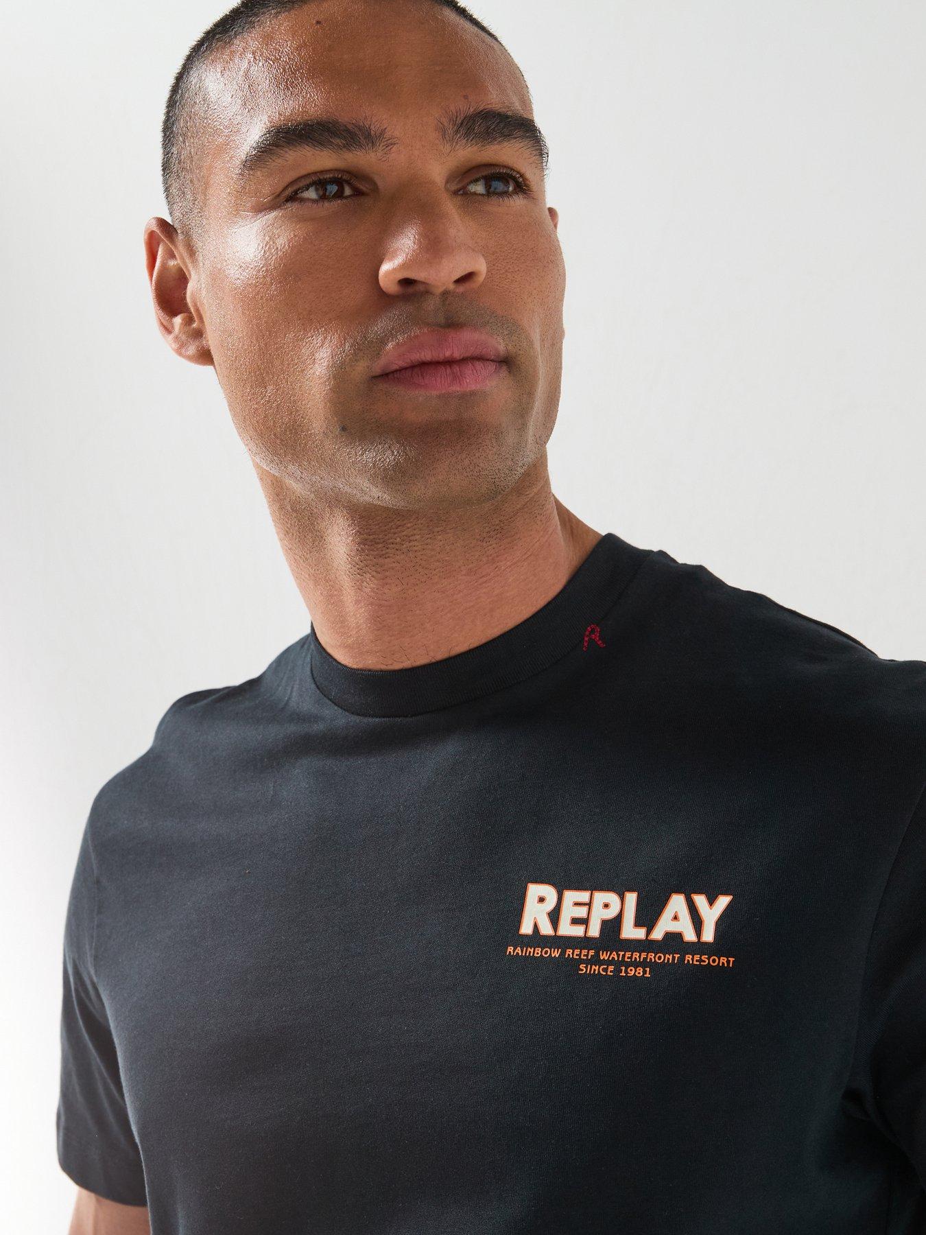 Image 4 of 6 of Replay Hotel Fiji Back Graphic T-Shirt - Black