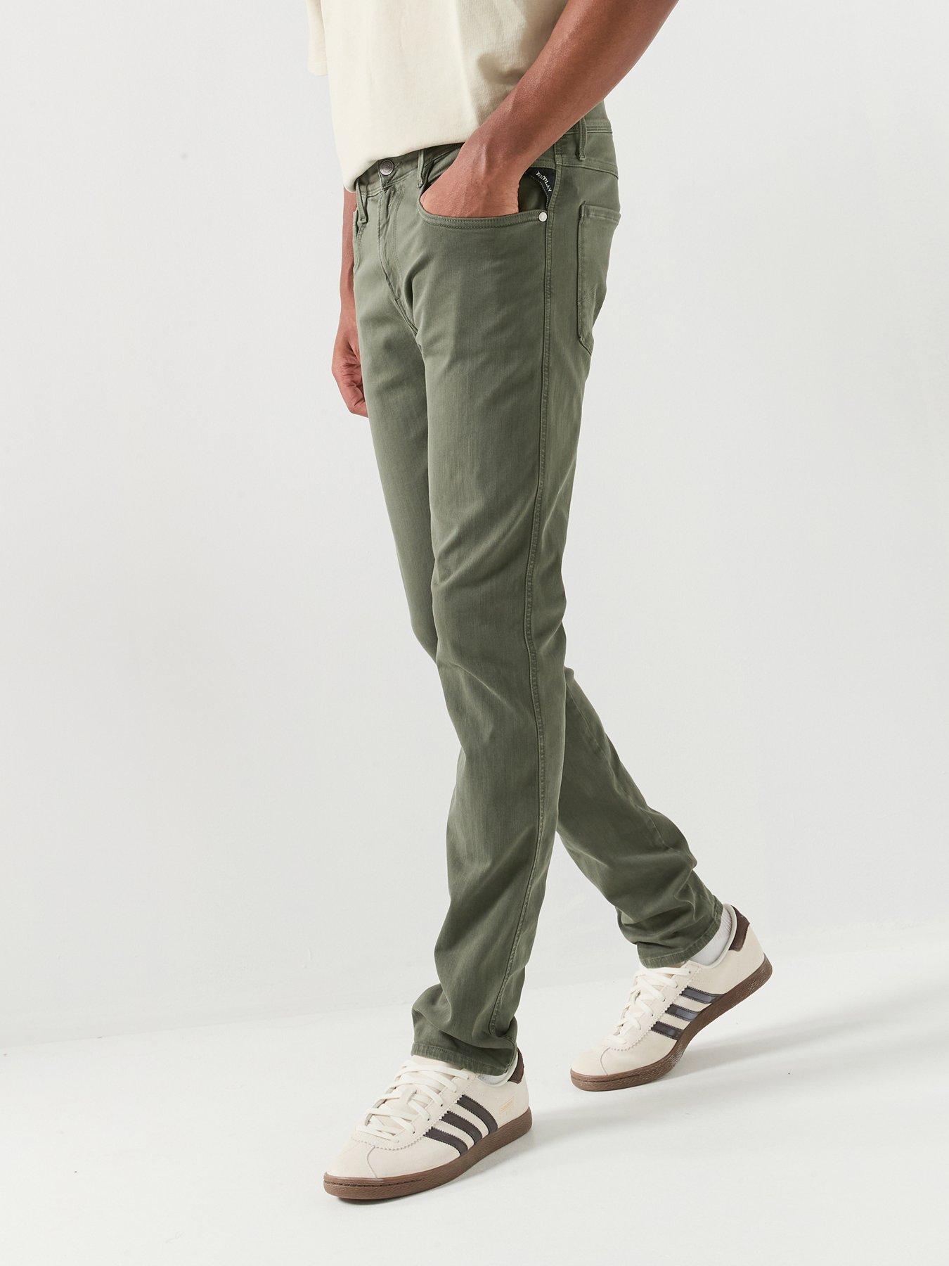 Image 1 of 6 of Replay Anbass Slim Hyperflex Jeans - Khaki