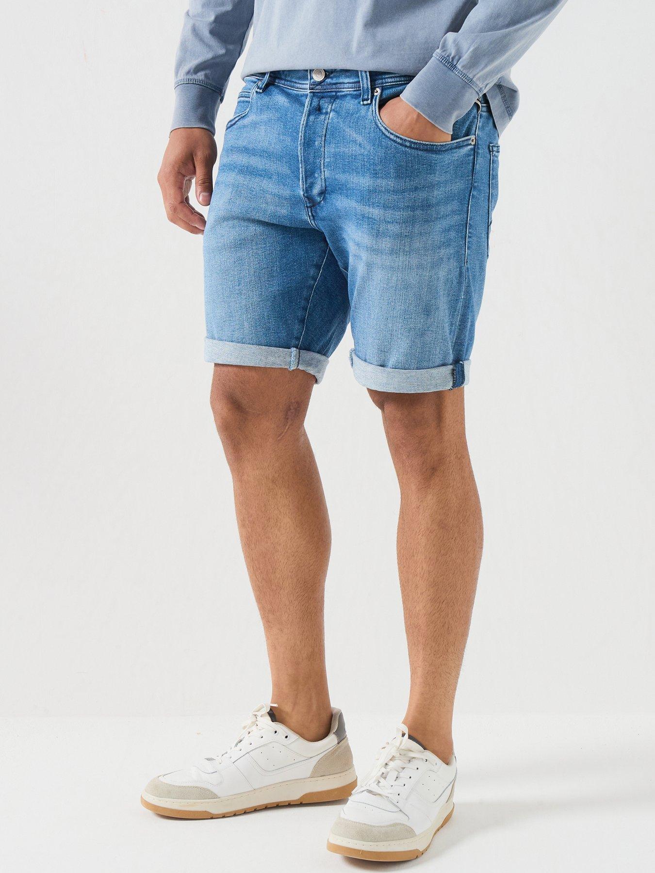Image 1 of 5 of Replay Regular Denim Shorts - Blue
