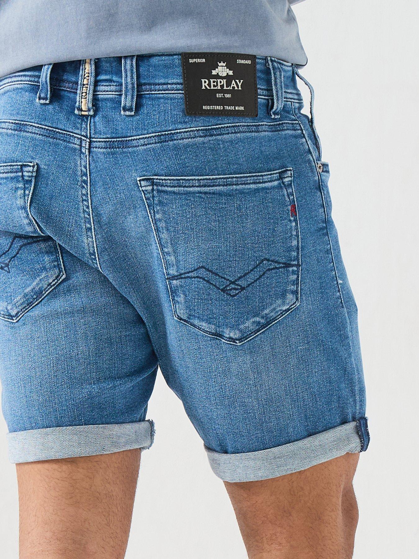 Image 4 of 5 of Replay Regular Denim Shorts - Blue