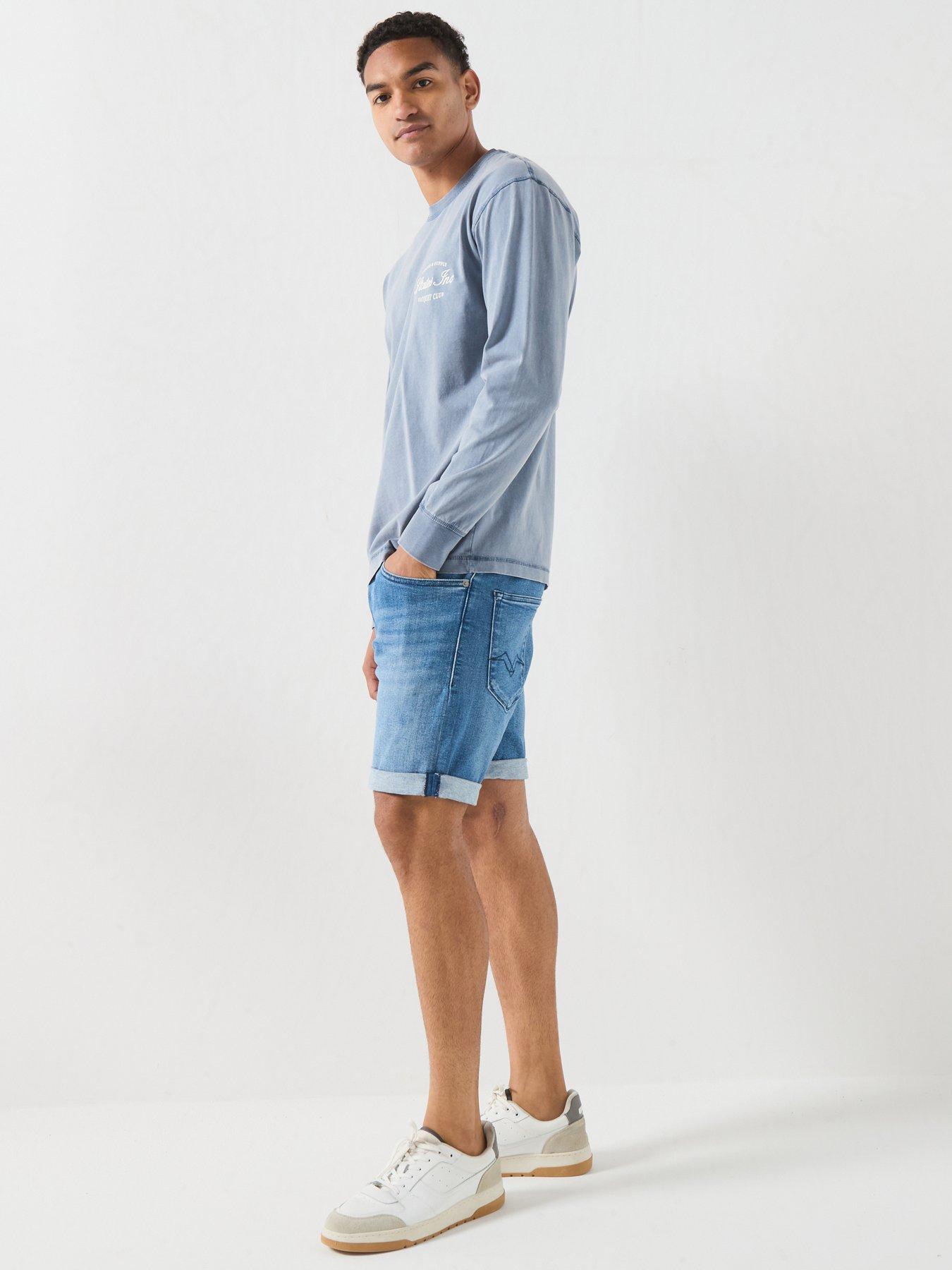 Image 5 of 5 of Replay Regular Denim Shorts - Blue