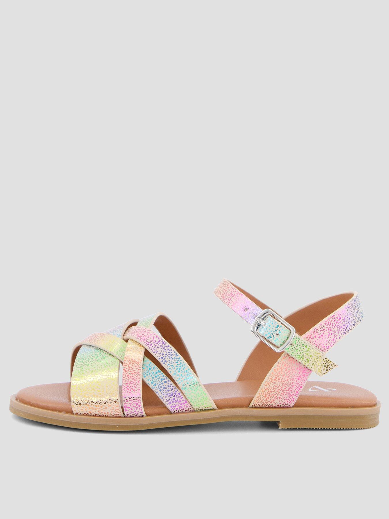 Image 1 of 7 of The Very Collection Rainbow Multi Cross-strap Sandals