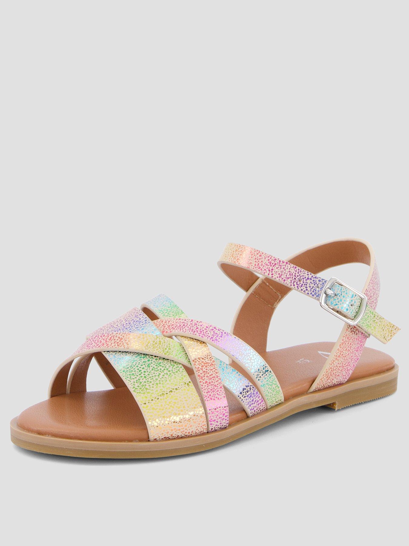 Image 2 of 7 of The Very Collection Rainbow Multi Cross-strap Sandals