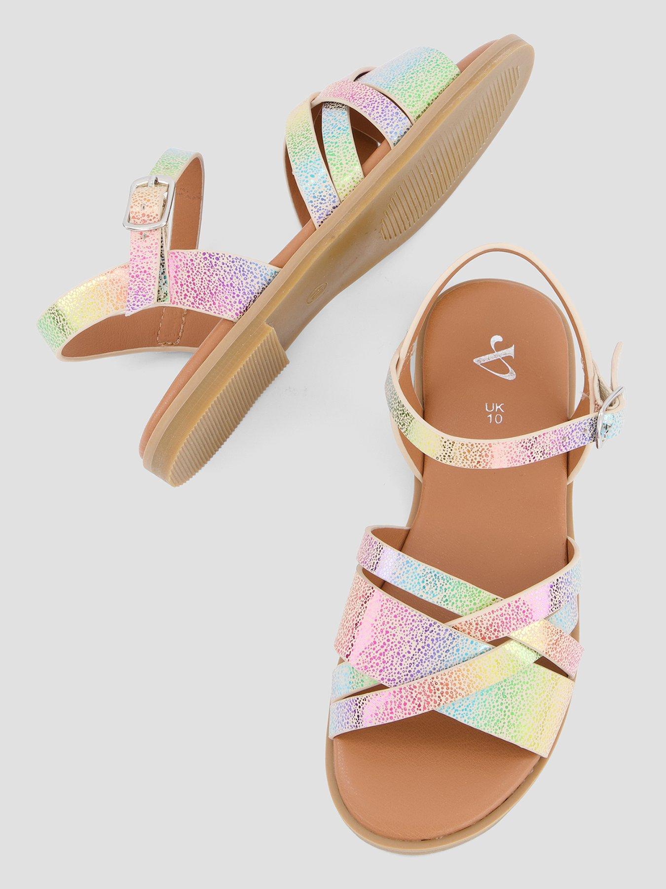 Image 3 of 7 of The Very Collection Rainbow Multi Cross-strap Sandals