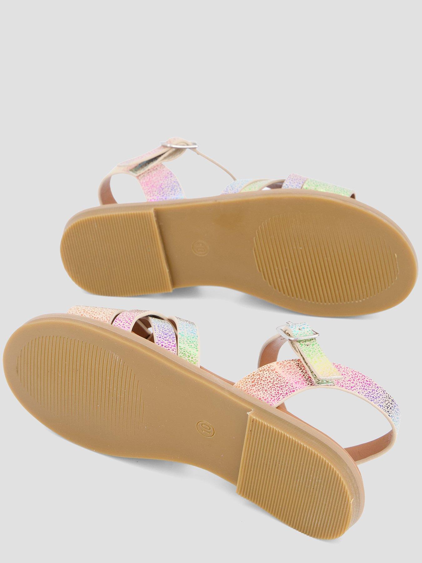 Image 4 of 7 of The Very Collection Rainbow Multi Cross-strap Sandals