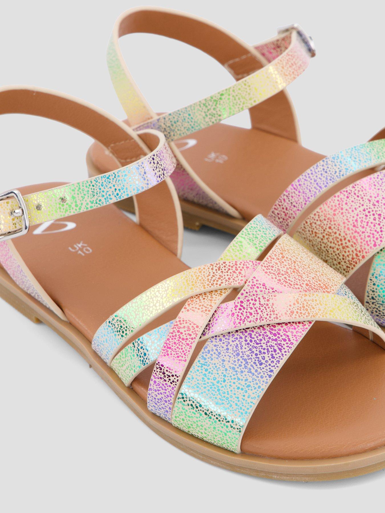 Image 5 of 7 of The Very Collection Rainbow Multi Cross-strap Sandals