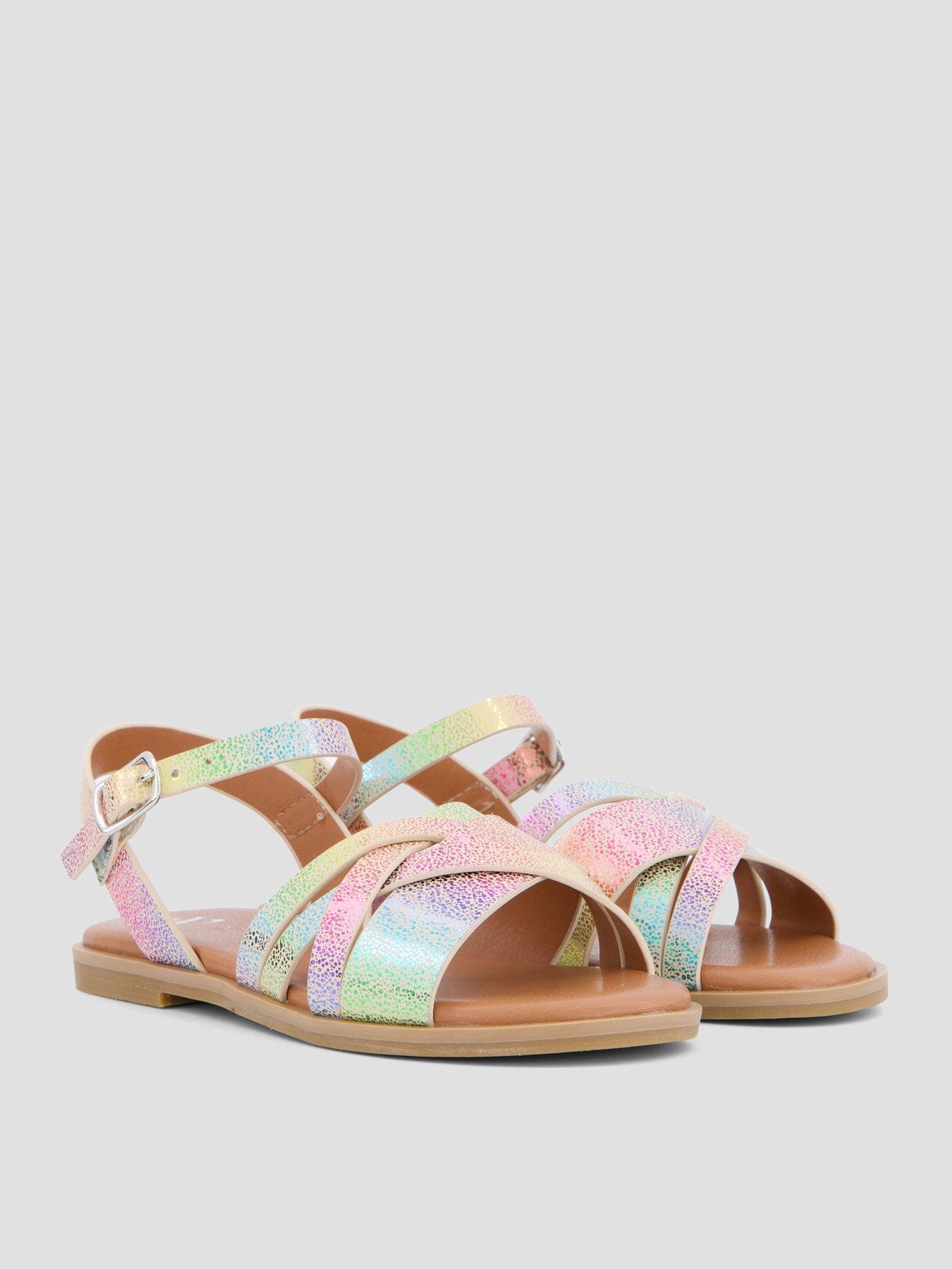 Image 6 of 7 of The Very Collection Rainbow Multi Cross-strap Sandals