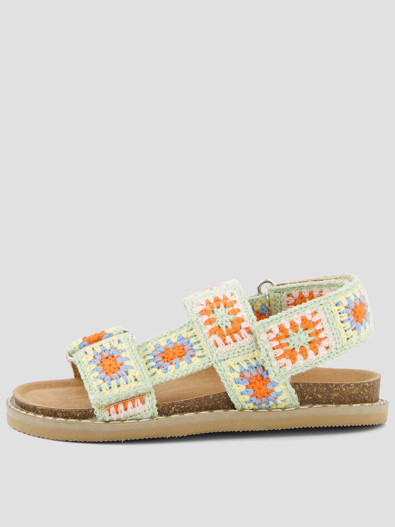 Image 1 of 7 of The Very Collection Crochet Double Strap Sandal