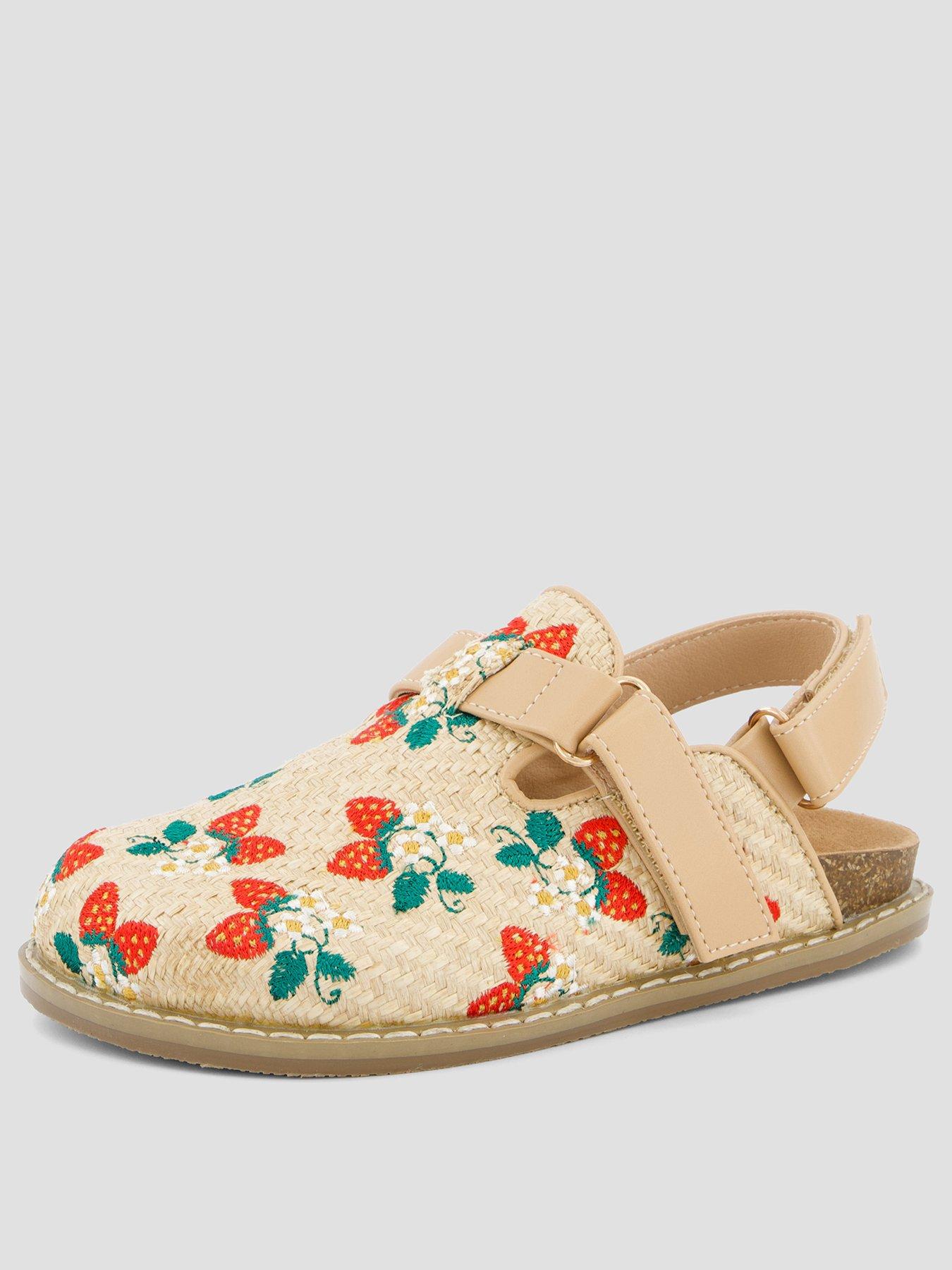 Image 2 of 7 of The Very Collection Strawberry Embroidered Raffia Mule