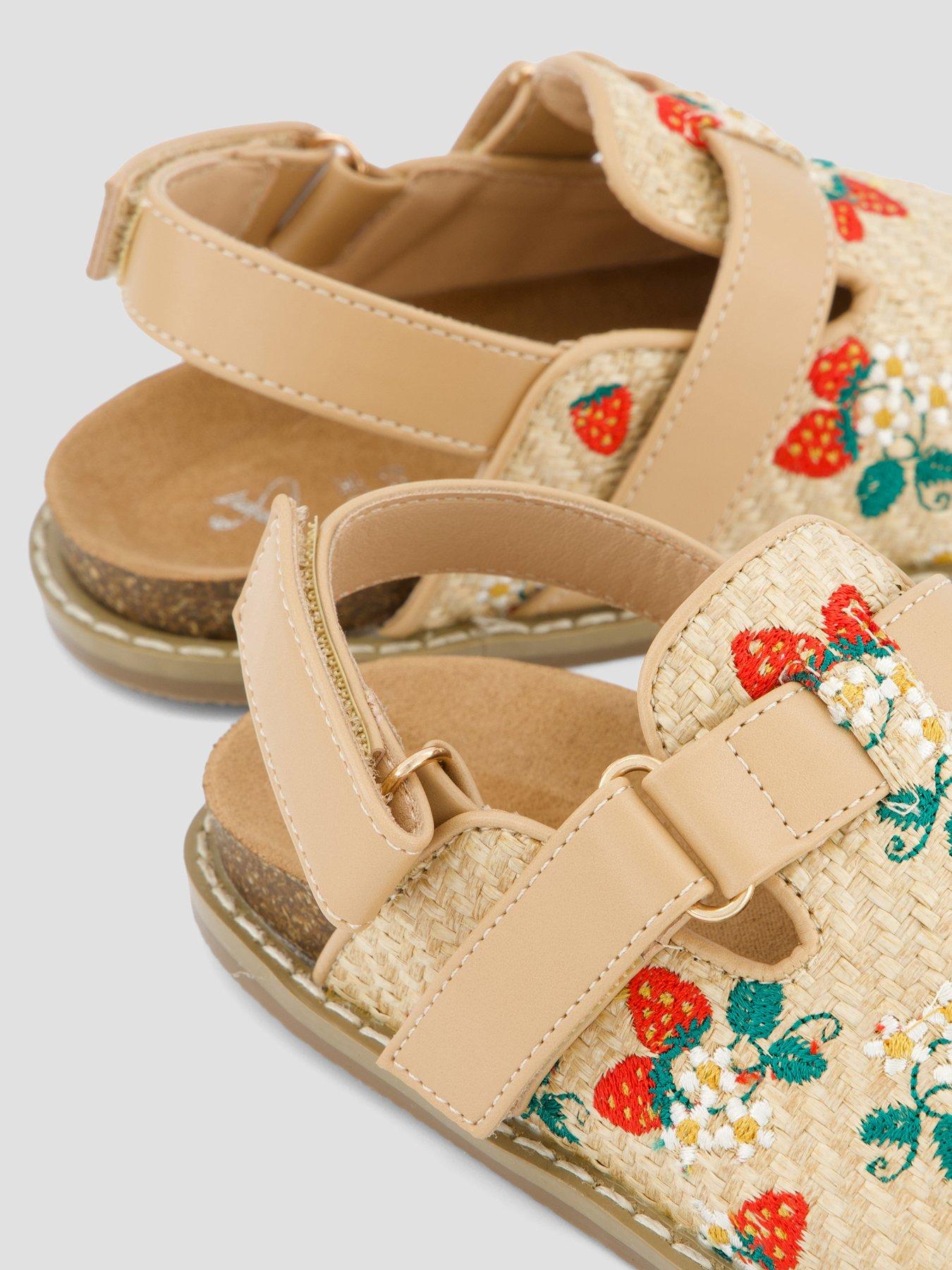 Image 5 of 7 of The Very Collection Strawberry Embroidered Raffia Mule