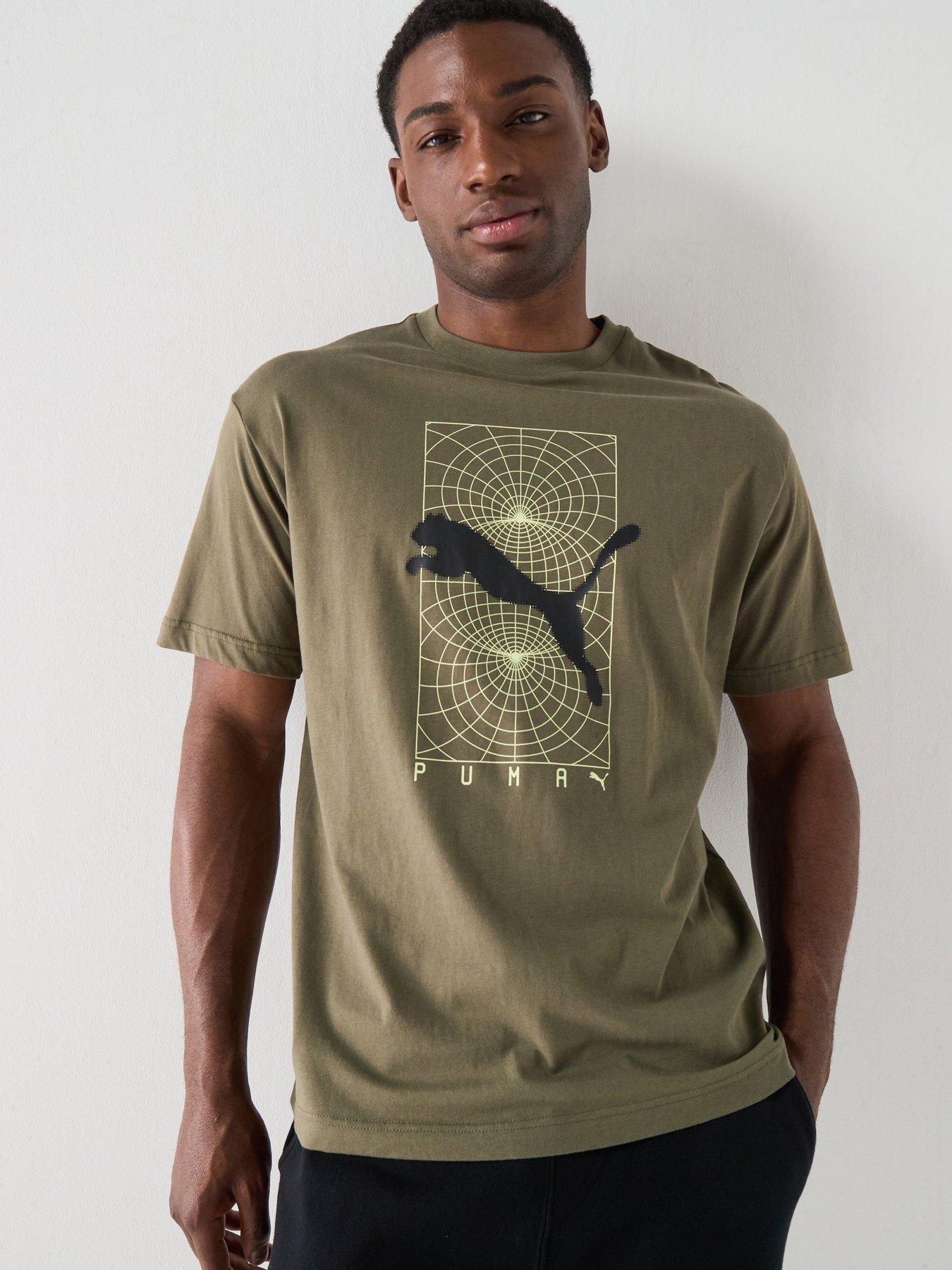 Image 1 of 5 of Puma Mens Tech Relaxed Graphic Tee - Green