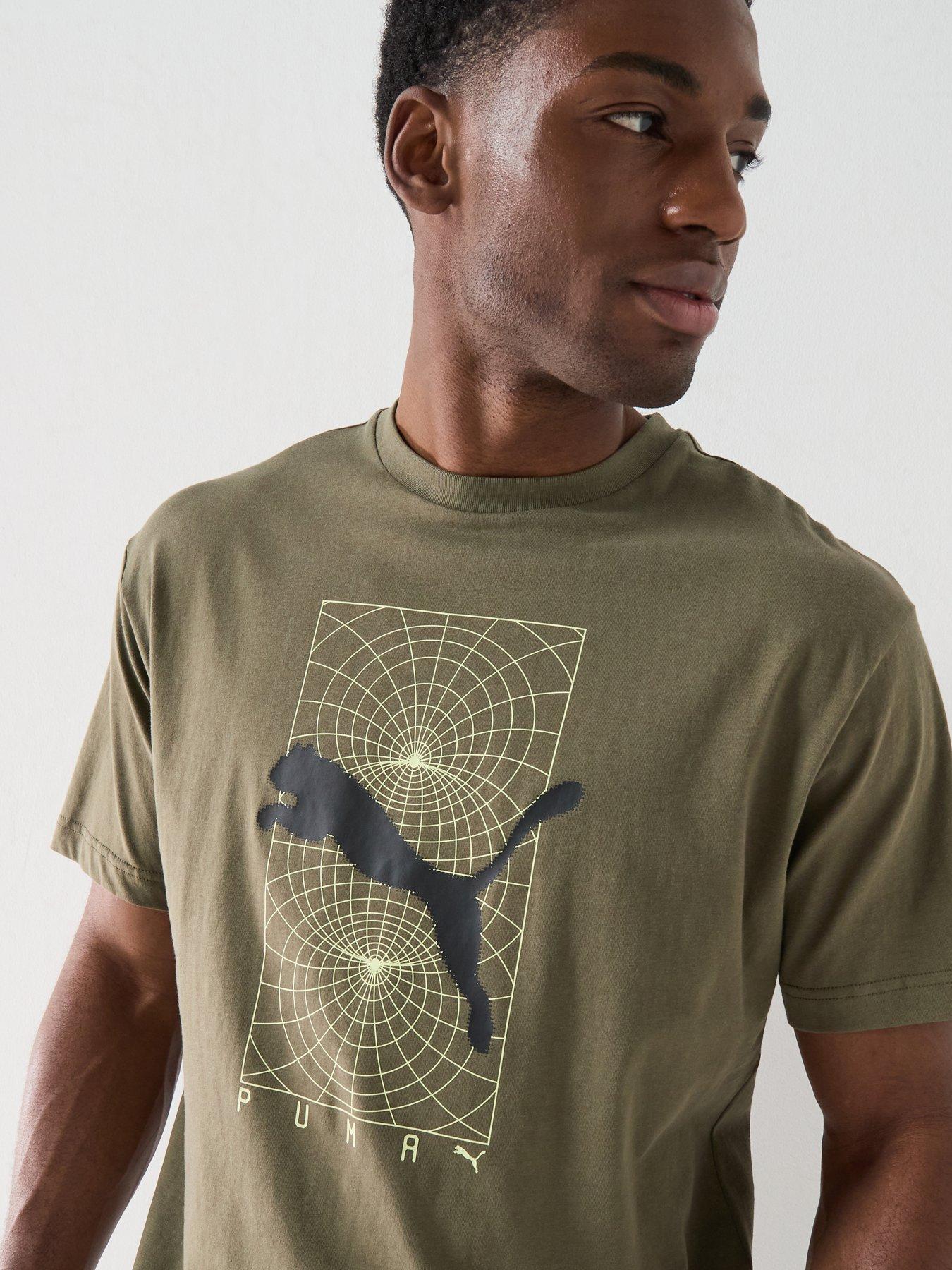 Image 4 of 5 of Puma Mens Tech Relaxed Graphic Tee - Green