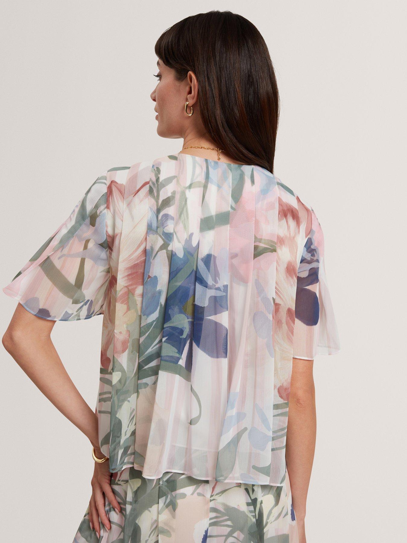 ted-baker-pleated-angel-sleeve-printed-top-pinkstillFront